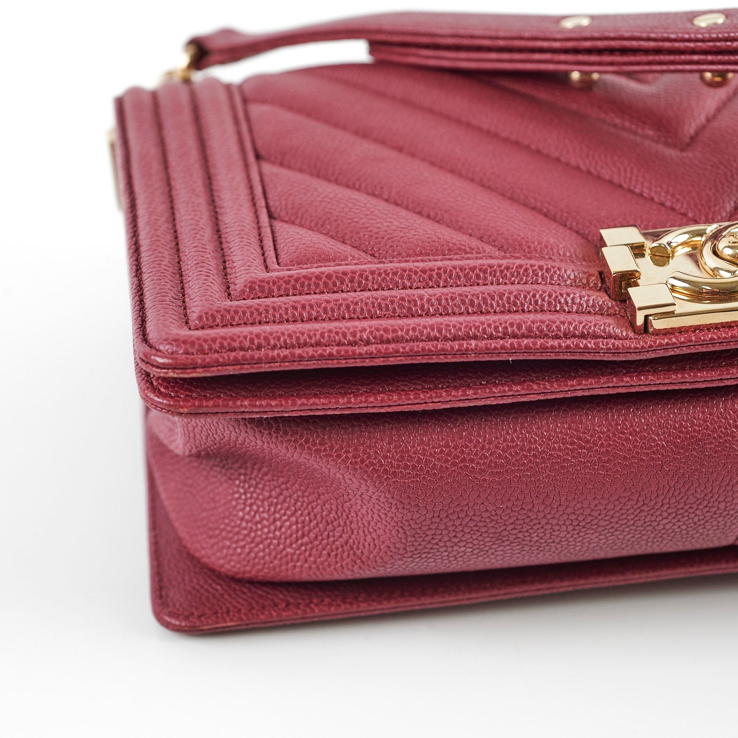 Chanel Caviar Old Medium Boy Bag Burgundy