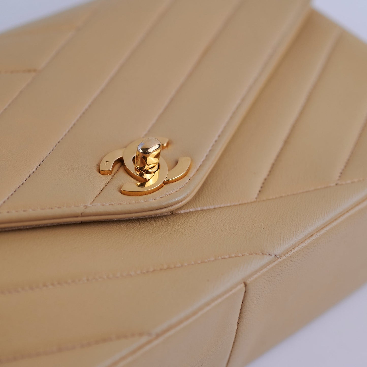 Chanel Beige Lambskin Shoulder Bag
