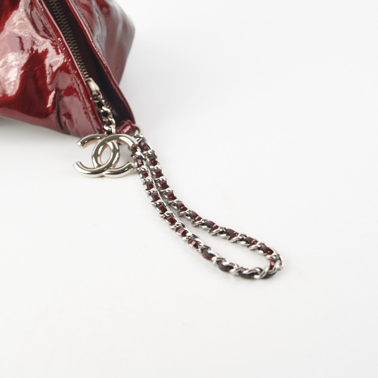 Chanel Fortune Cookie Clutch Patent Crimson