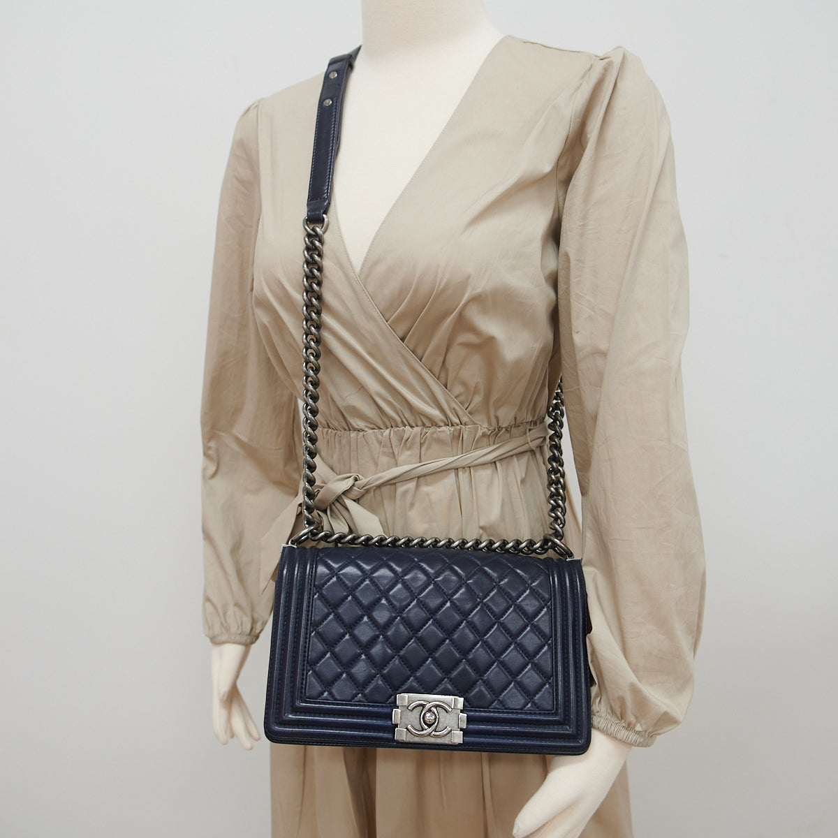 Chanel Boy Old Medium Lambskin Navy