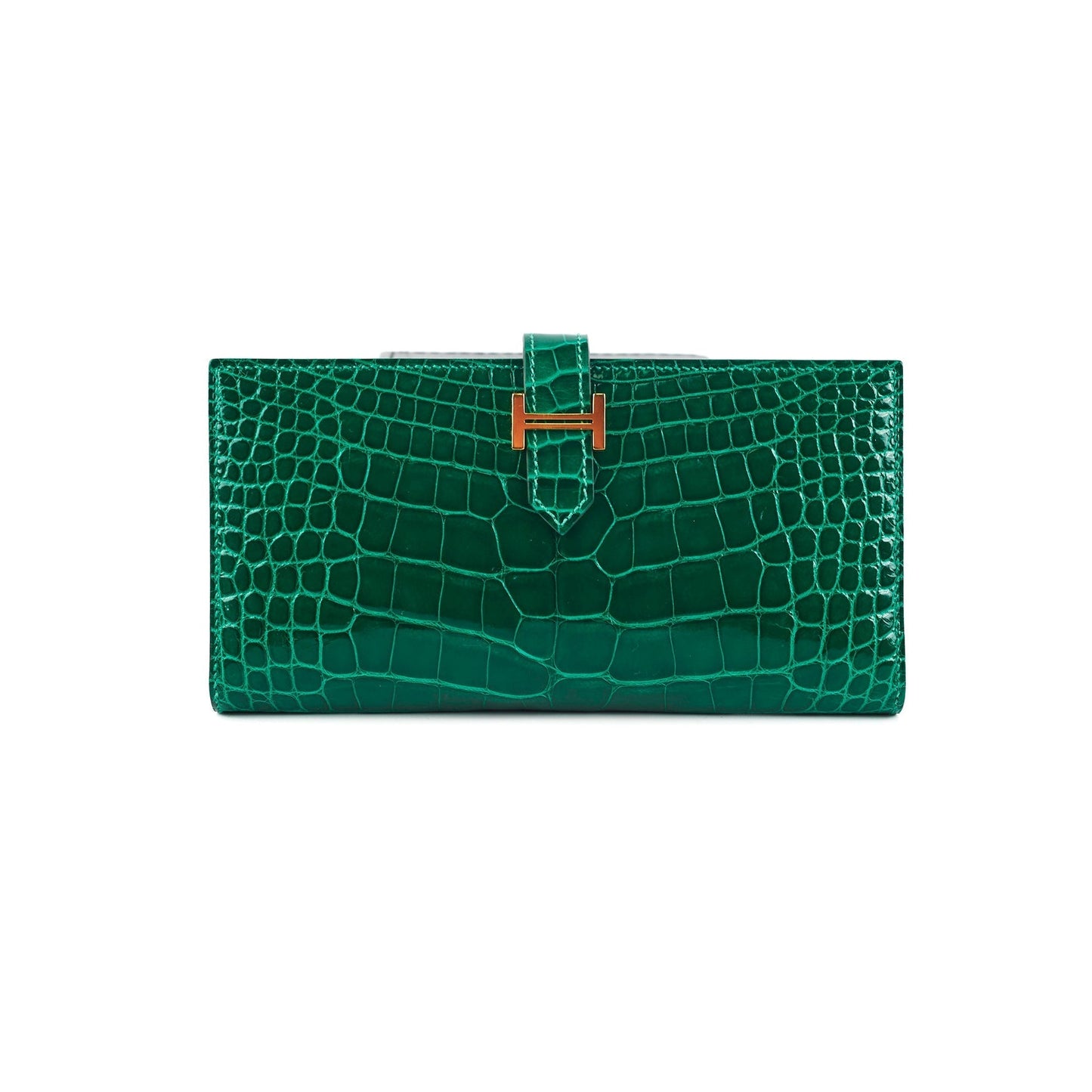 Hermes Bearn Alligator Emerald Wallet- D Stamp