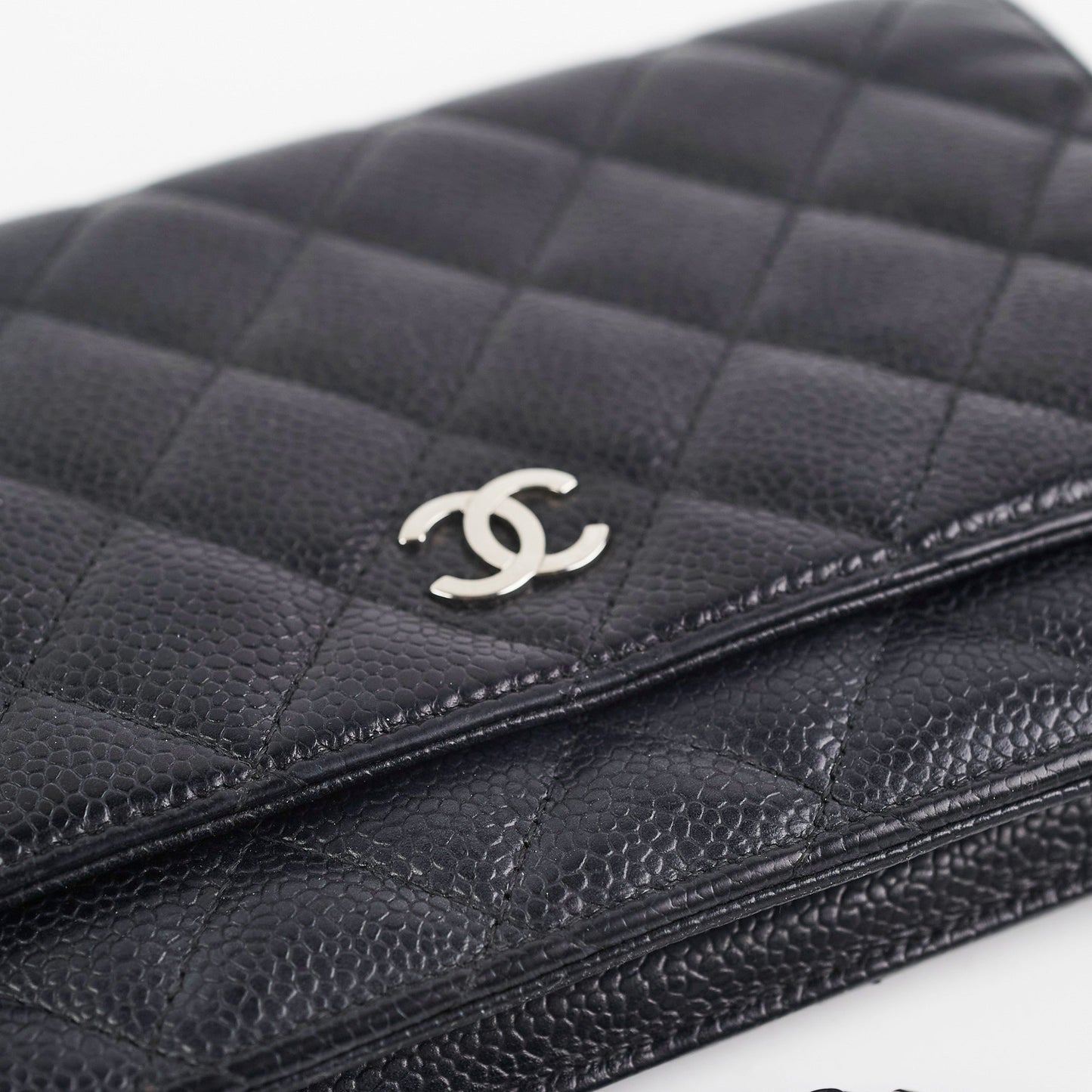 Chanel Caviar Wallet on Chain WOC Black