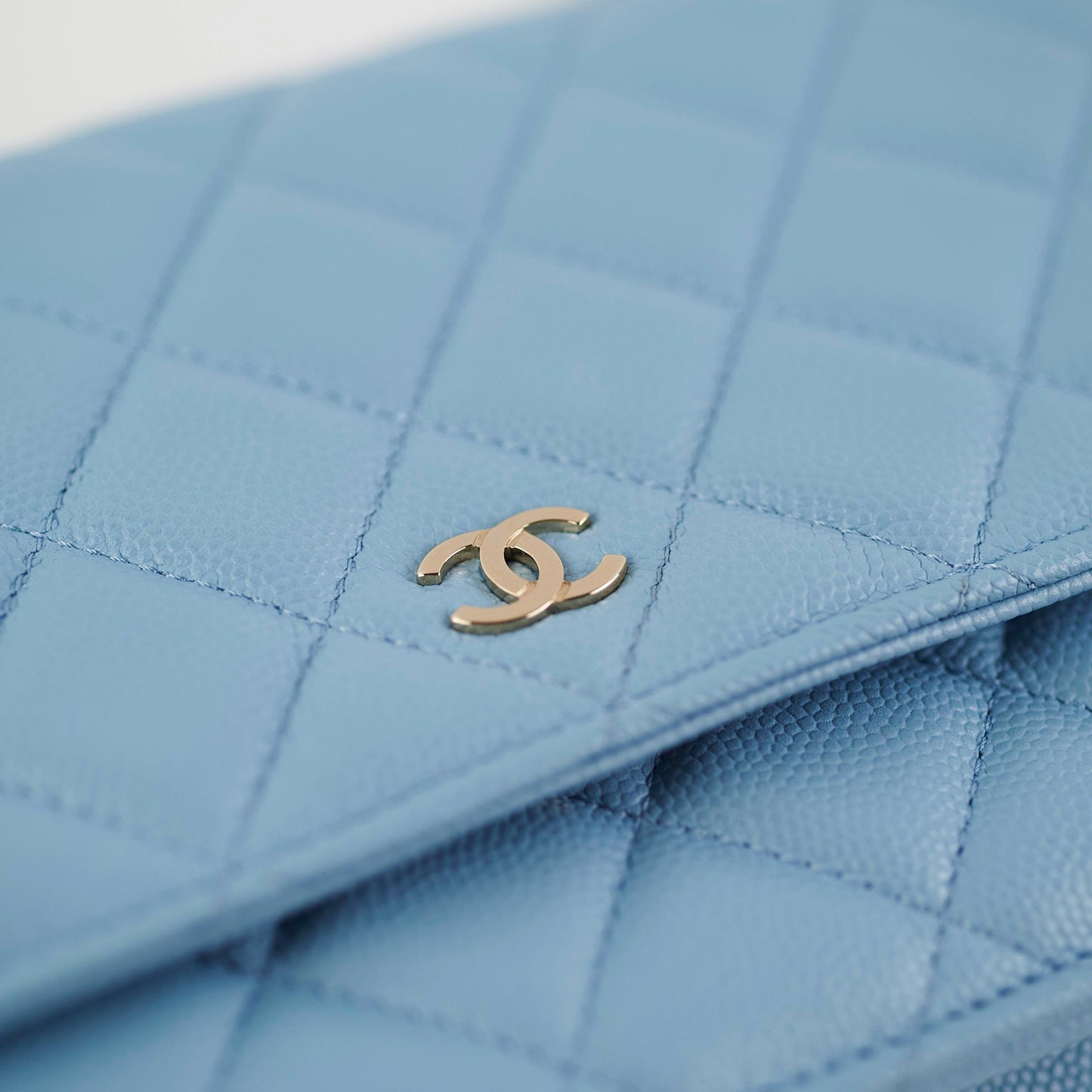 Chanel Wallet On Chain WOC Caviar Light Blue (Microchip)
