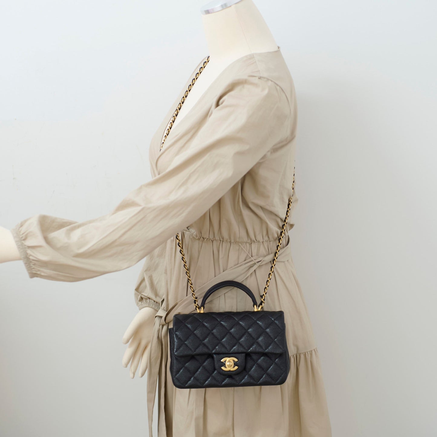 Chanel Caviar Rectangular with Top Handle Black 31 Series