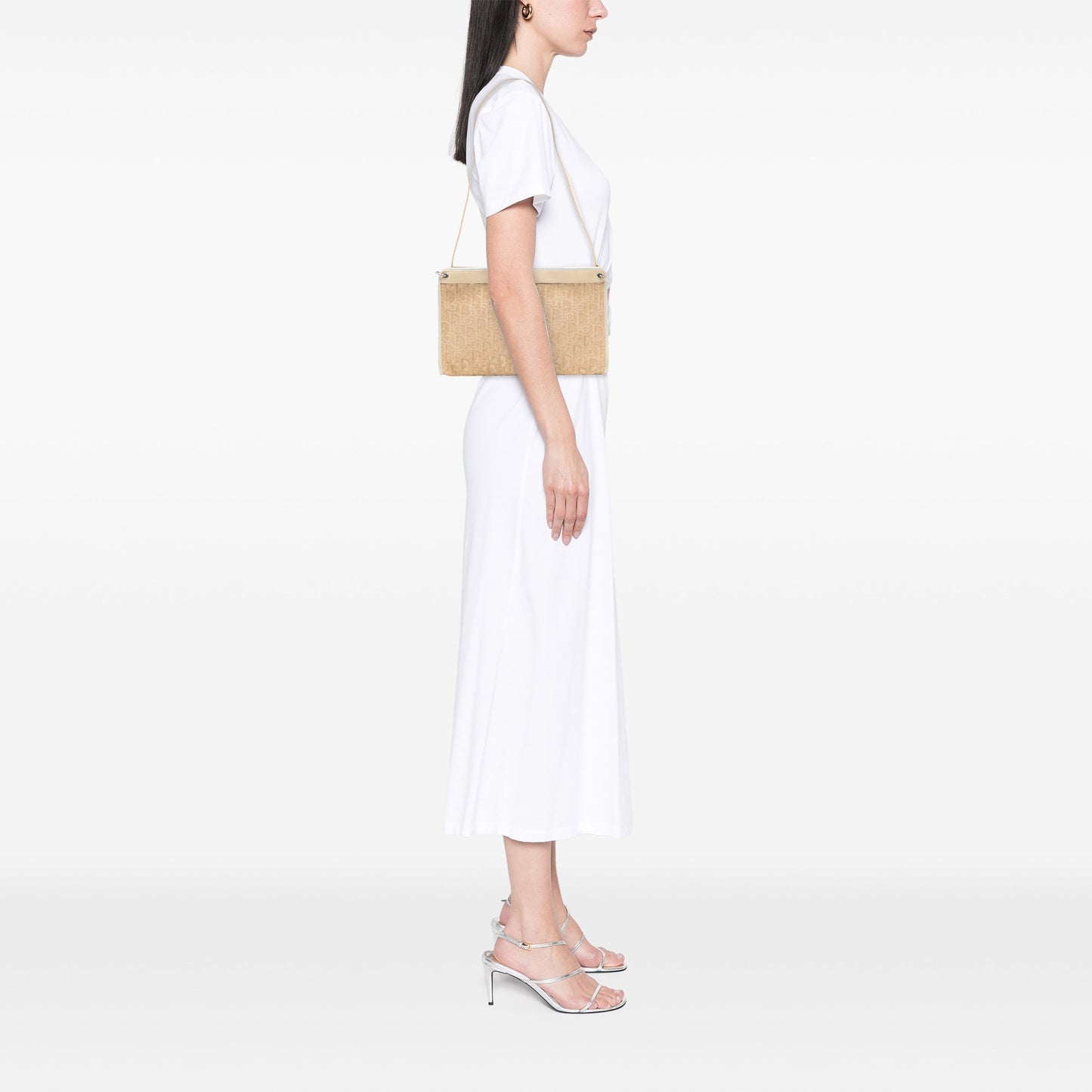 beige Dior Diorissimo Trotter Canvas Shoulder Bag