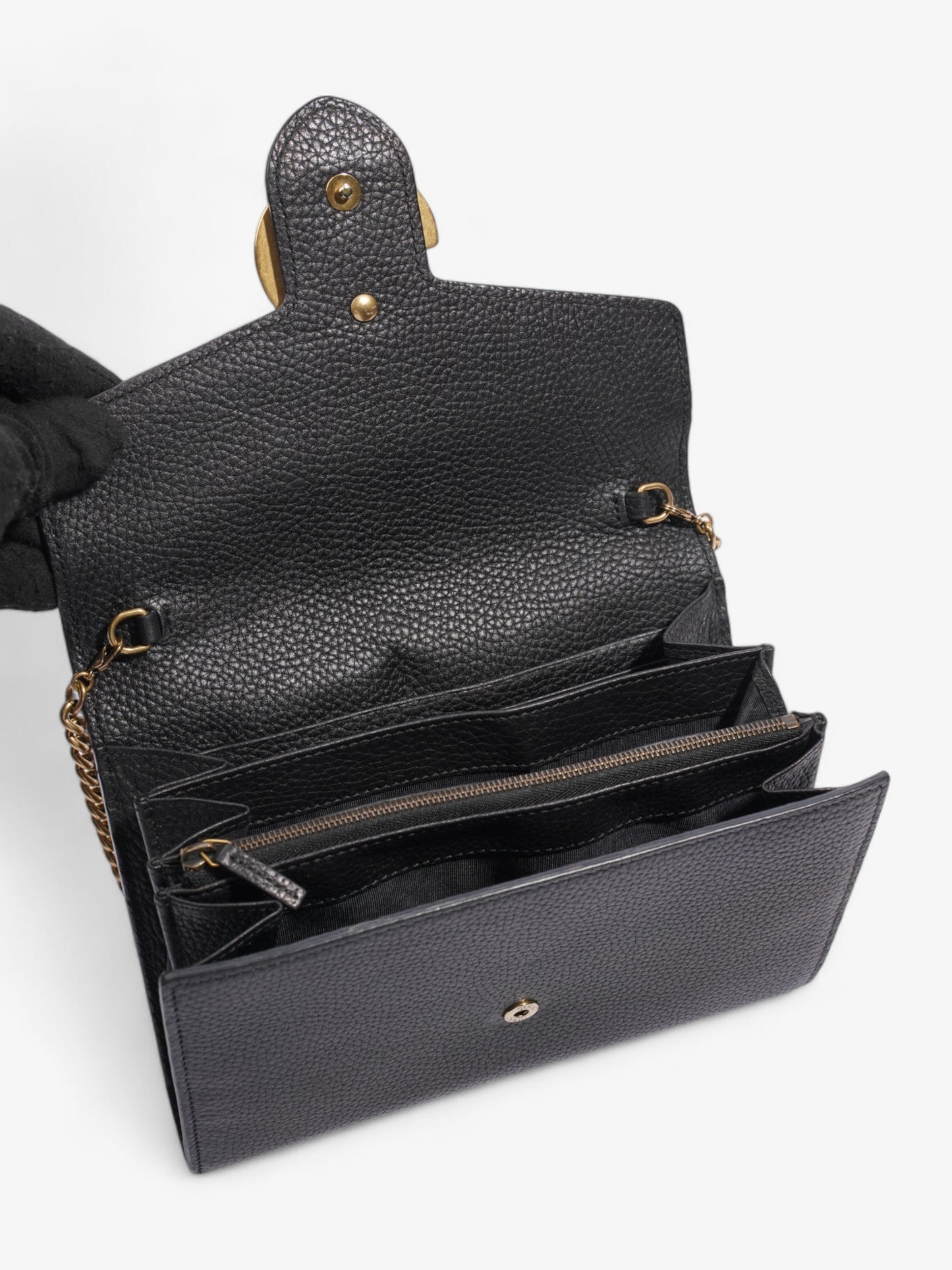 Gucci GG Marmont Chain Wallet Black Leather