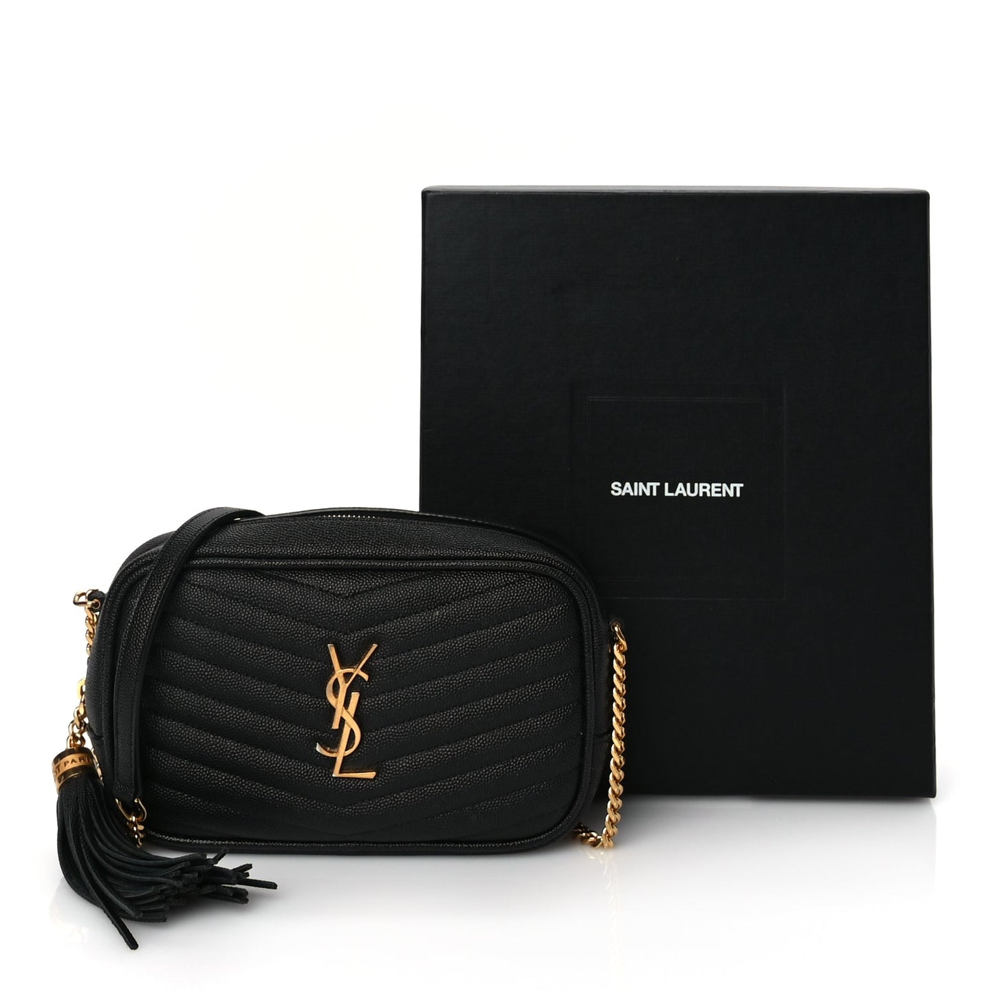Saint Laurent Grain De Poudre Matelasse Monogram Mini Lou Camera Bag Black