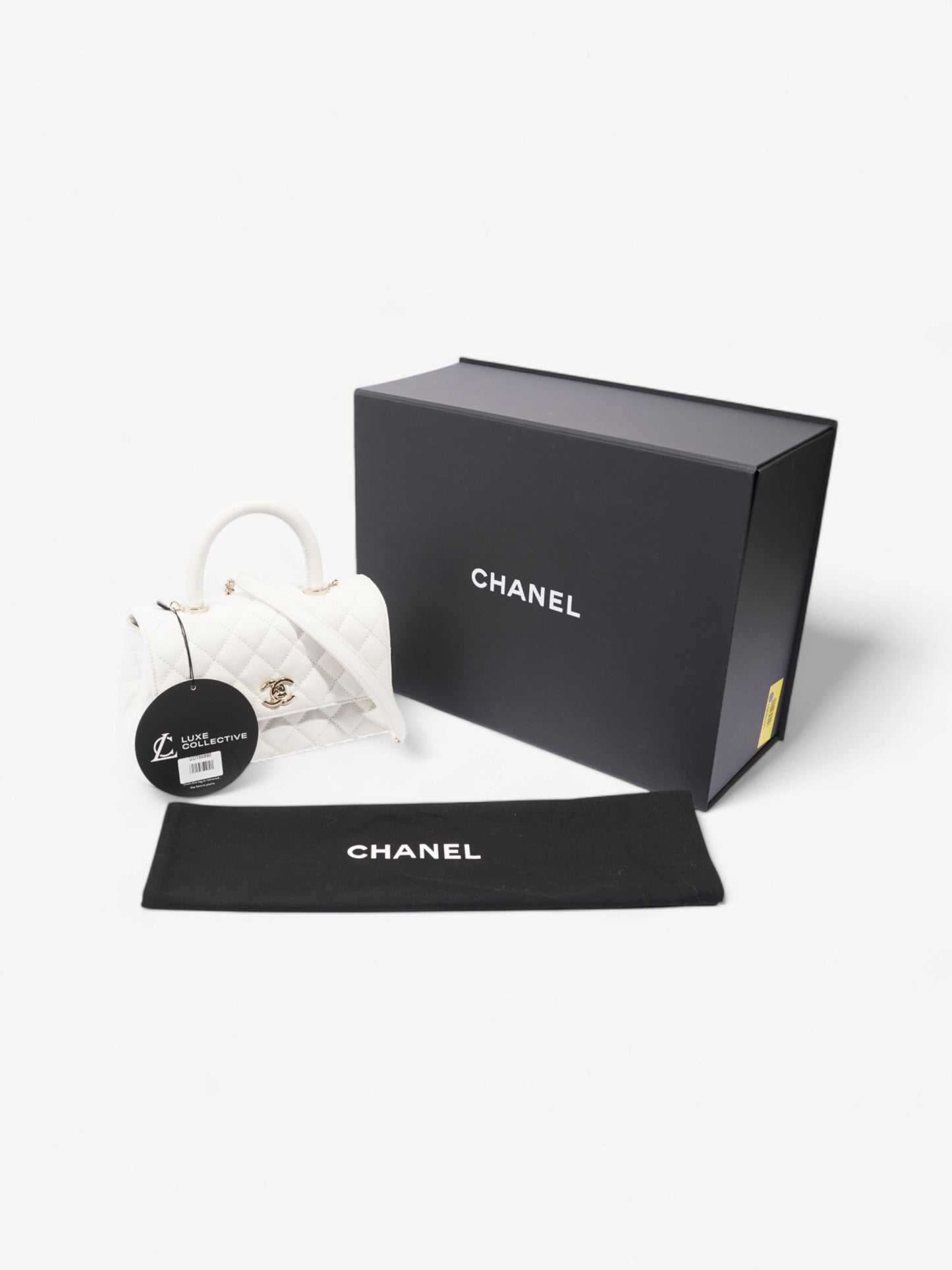 Chanel Coco Top Handle White Caviar Leather Mini