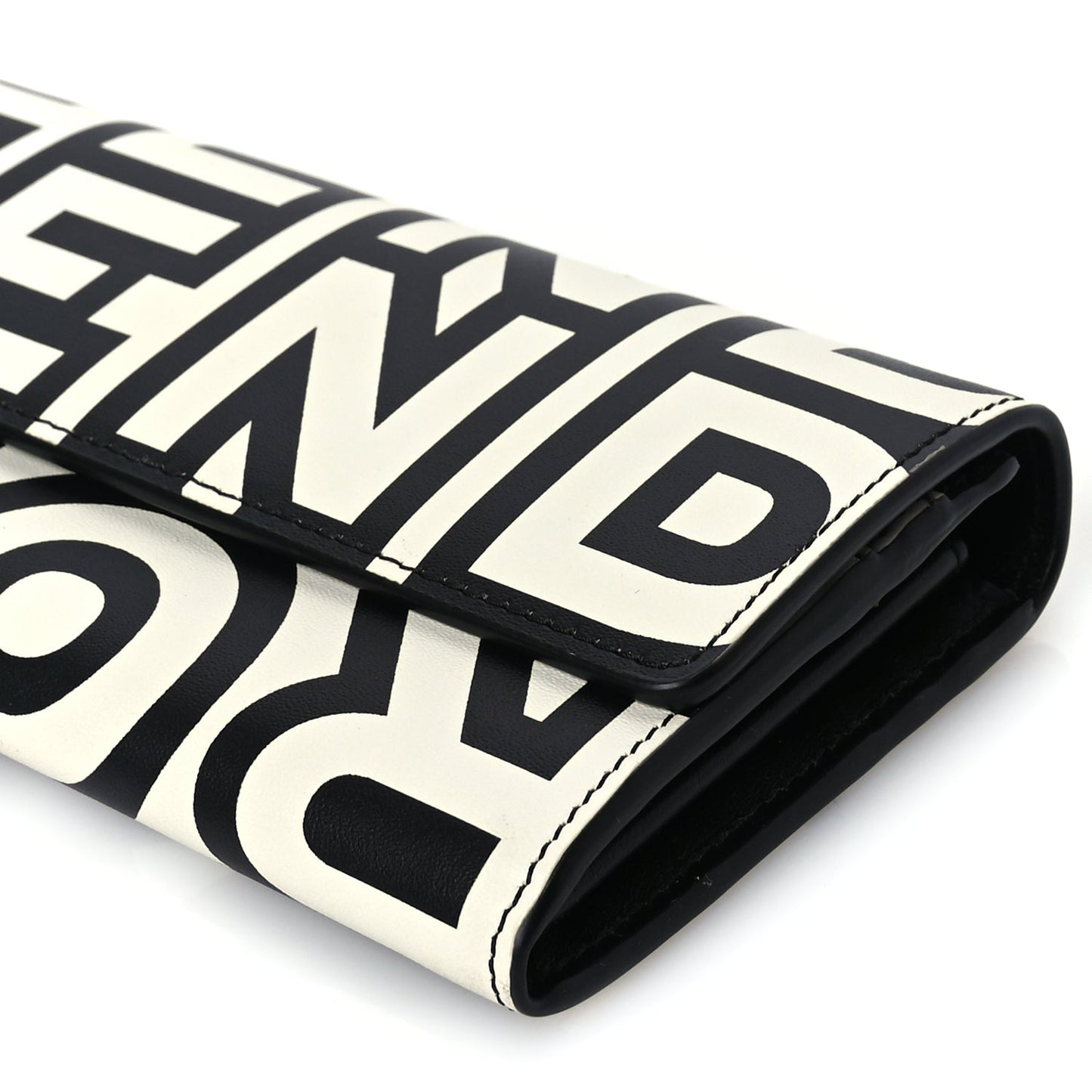 Fendi X MARC JACOBS Nappa Vitello King Logo Print Continental Wallet On Chain White Black