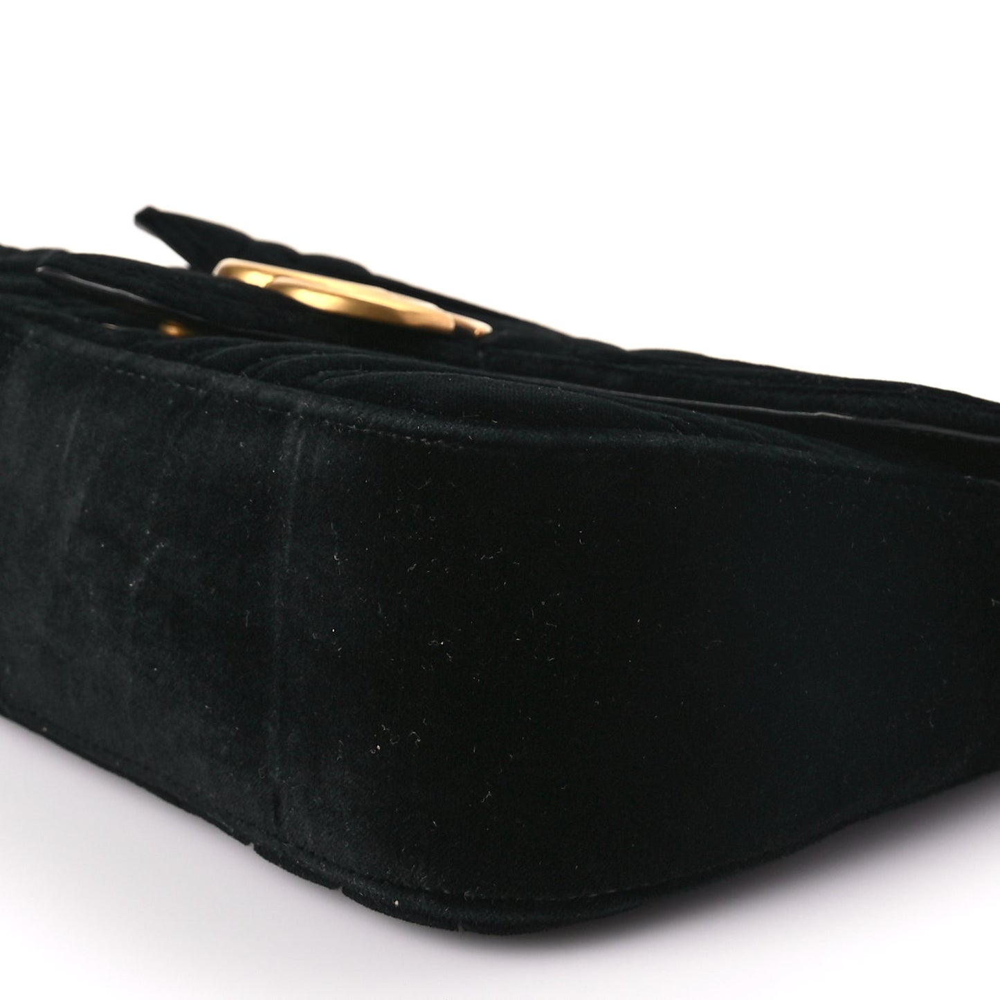 Gucci Velvet Matelasse Small GG Marmont Shoulder Bag Black
