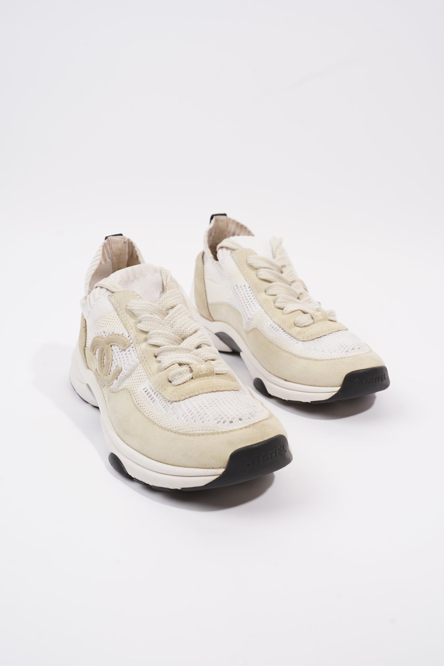 Chanel CC Runners White Cream Suede EU 40 UK 7