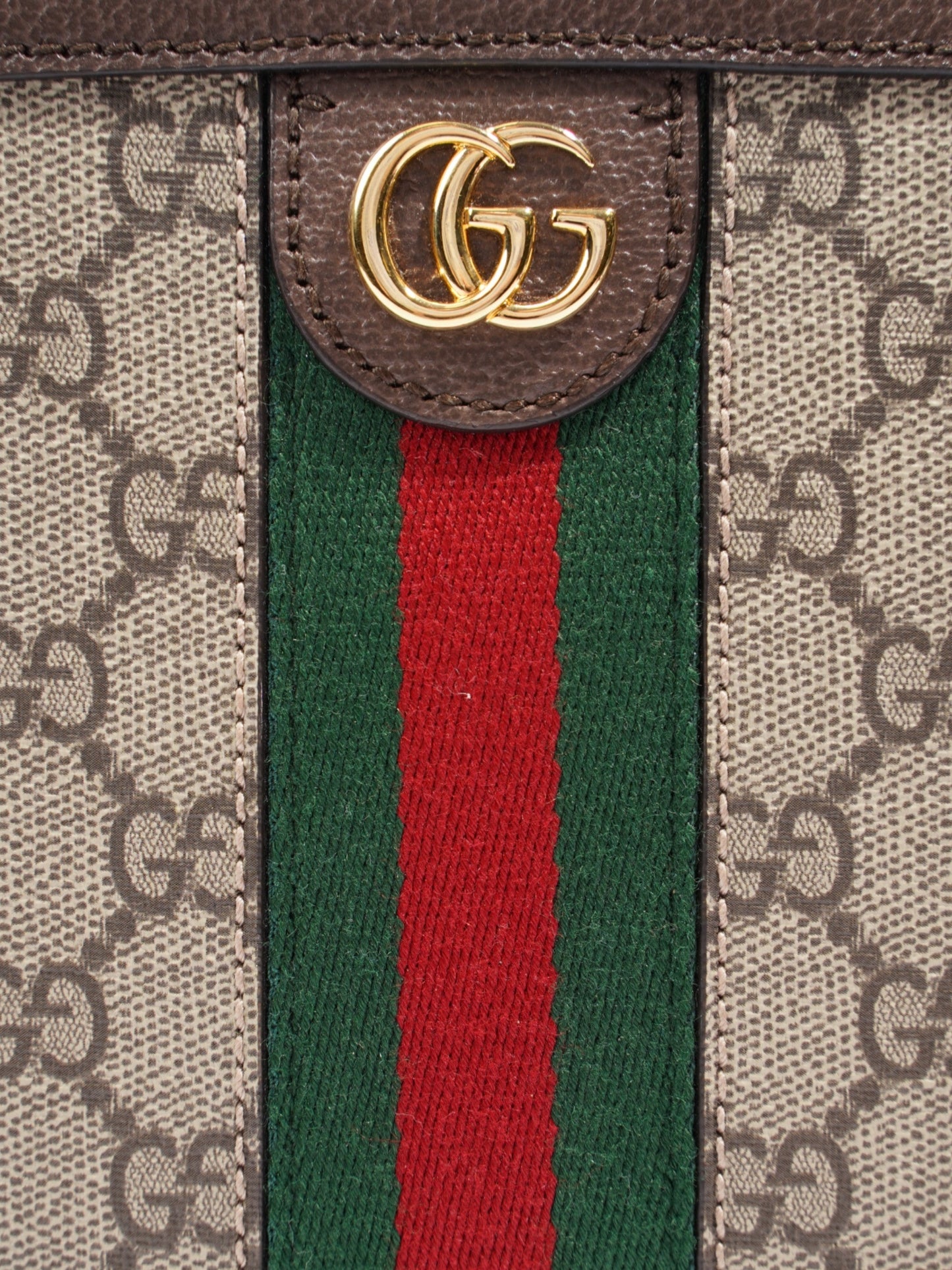 Gucci Ophidia Top Handle GG Supreme / Green / Red Canvas Mini