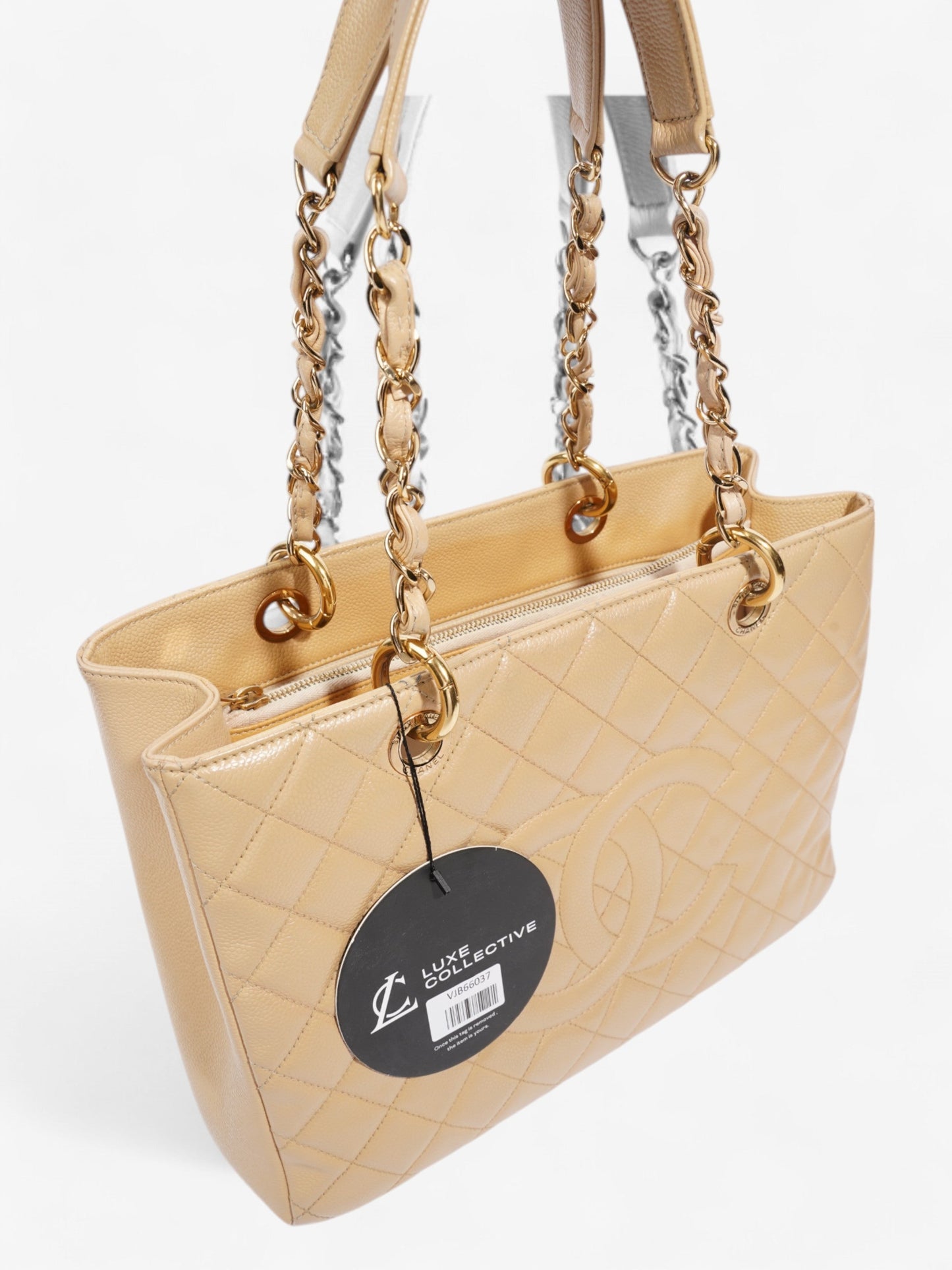 Chanel Grand Shopping Tote Neutral Caviar Leather