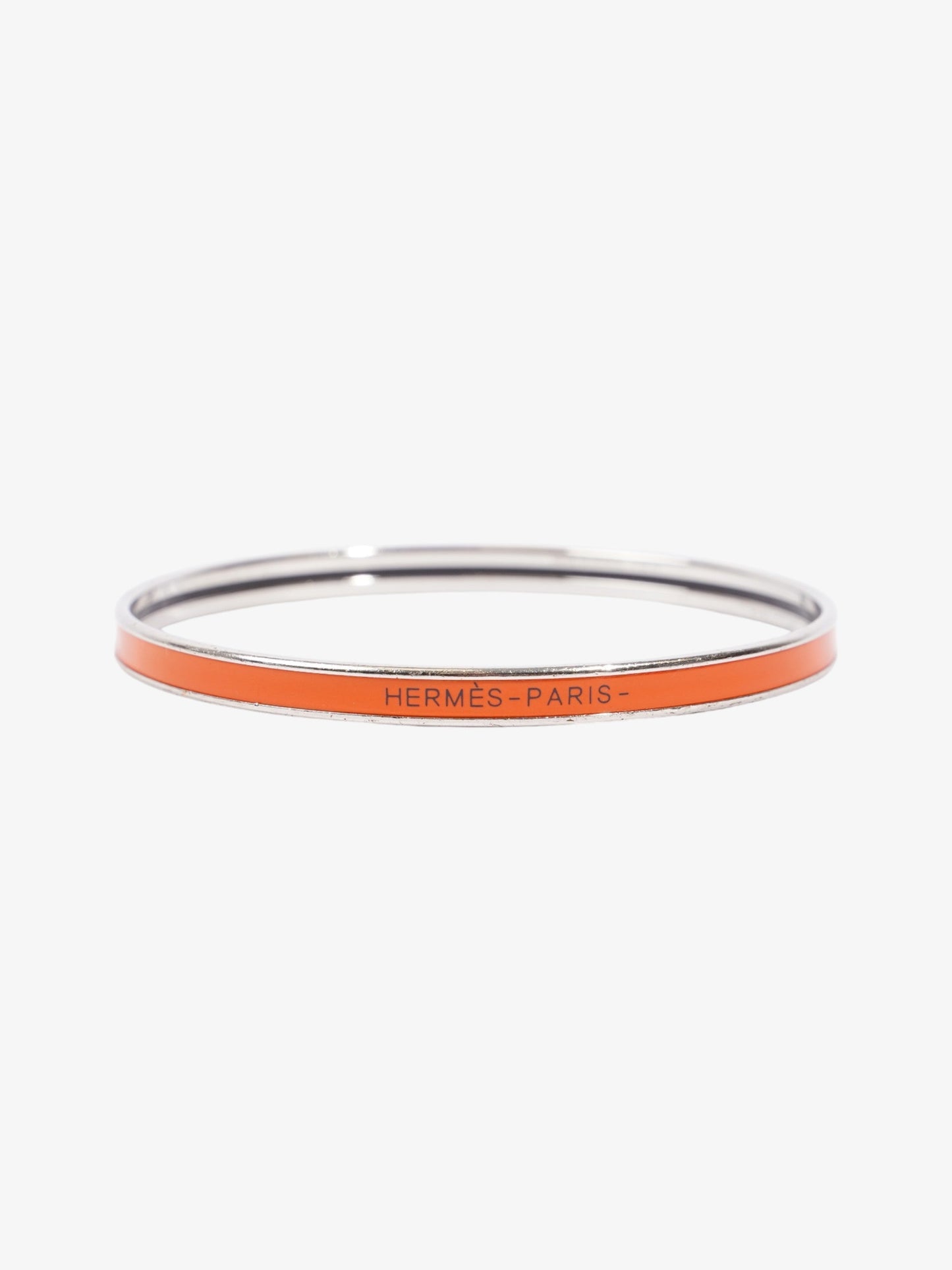 Hermes Uni Bangle Orange Fruite / Silver Enamel 65 (Small)