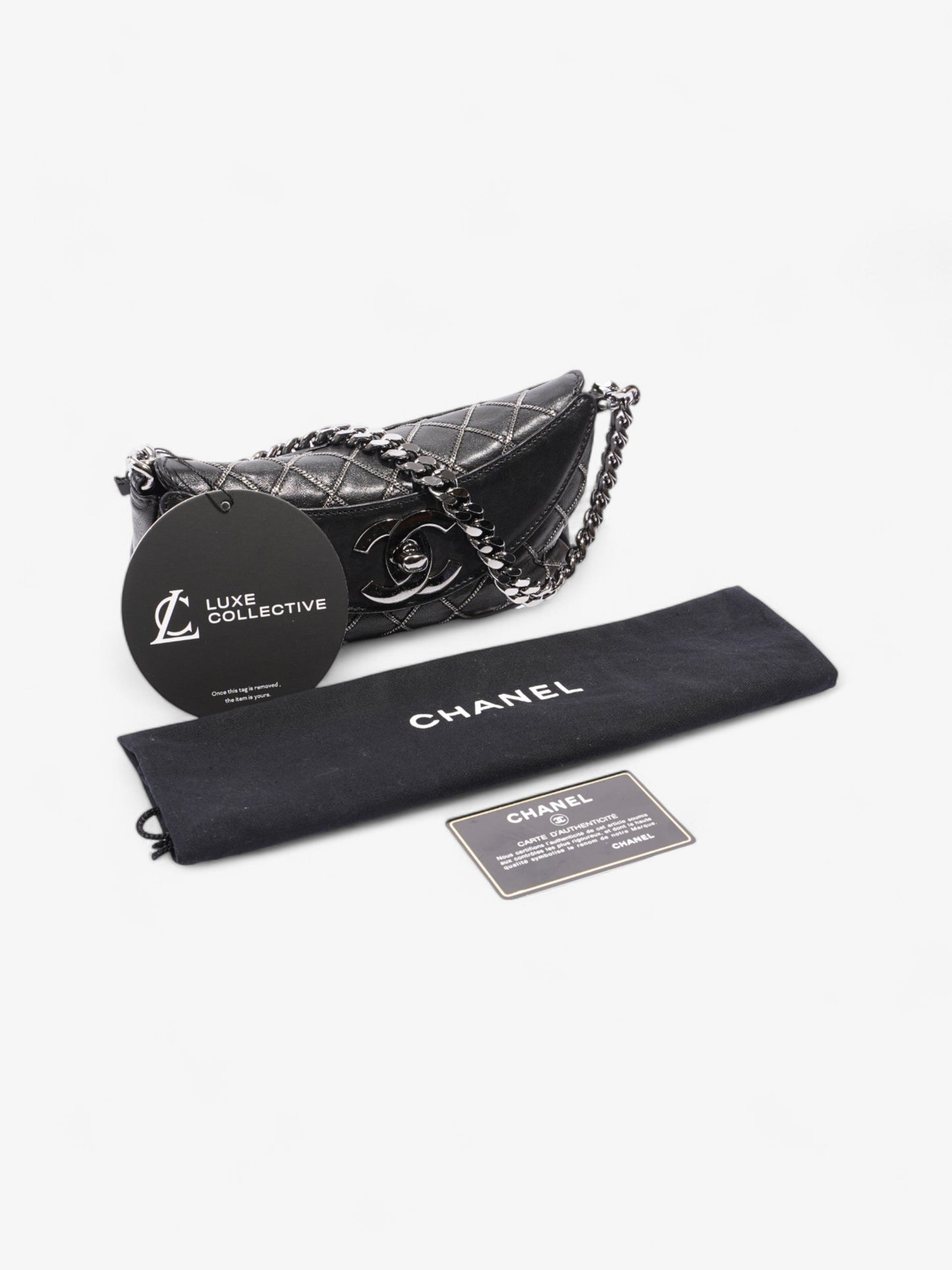 Chanel Chain Stitch Flap Bag Black Lambskin Leather