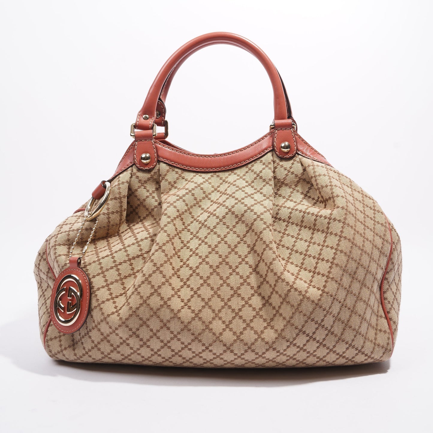 Gucci Sukey Tote Bag Beige / Coral Canvas Small