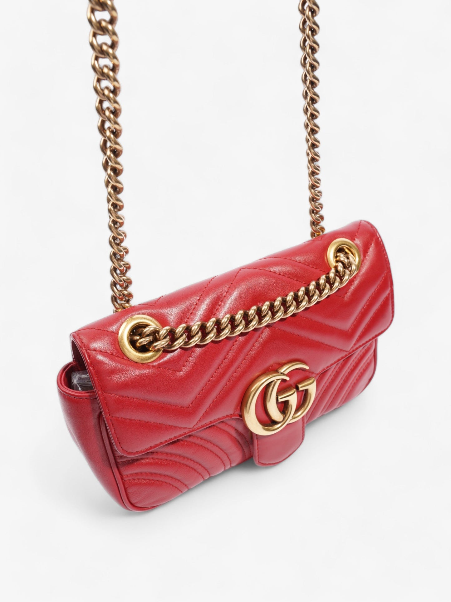 Gucci Marmont Flap Red Matelasse Leather Small