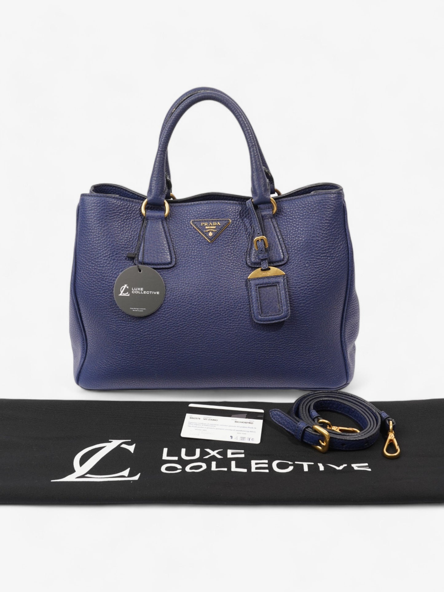 Prada Vitello Daino Blue Saffiano Leather