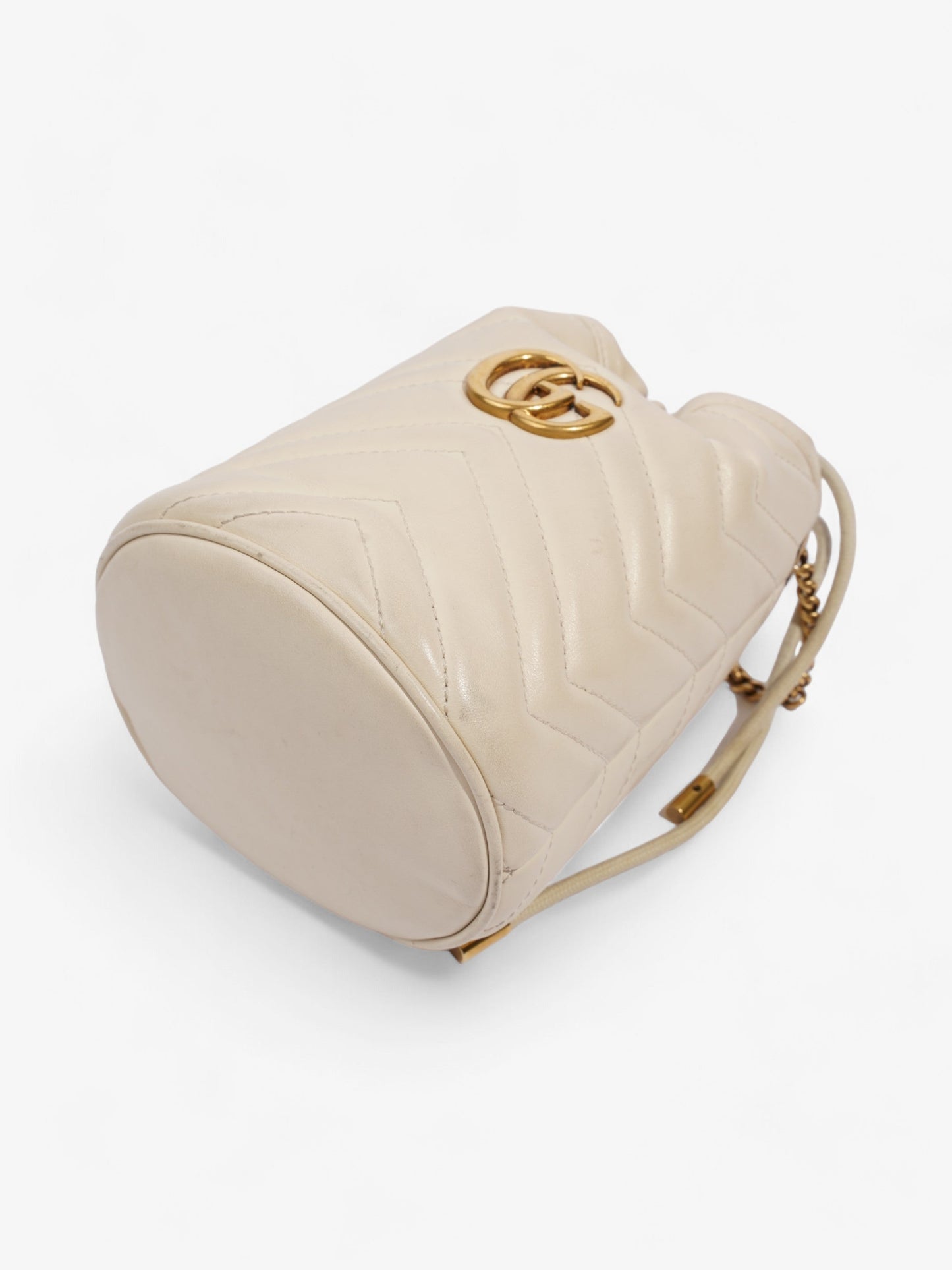 Gucci Marmont Bucket Bag White Leather