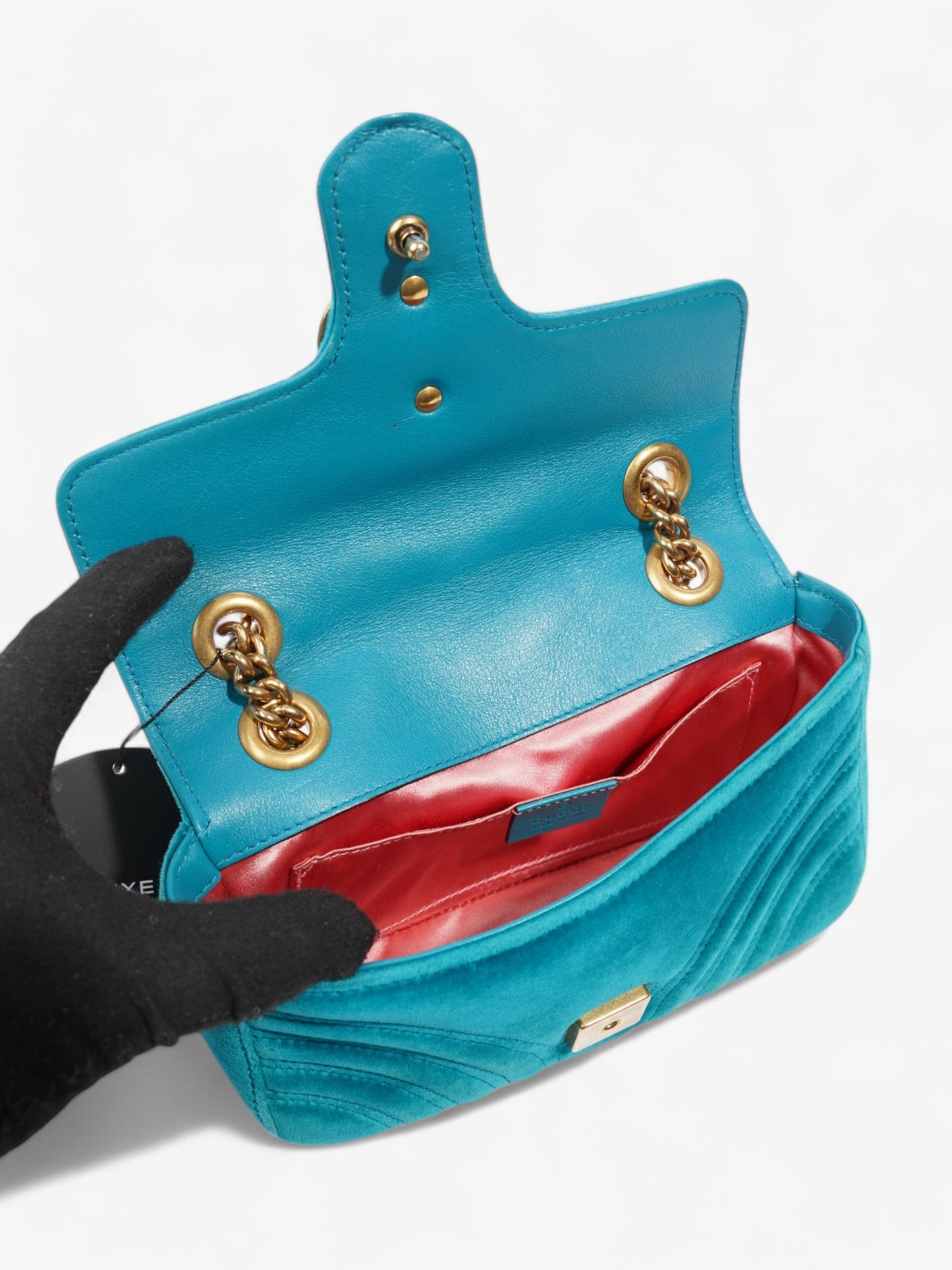 Gucci GG Marmont Turquoise Velvet Mini