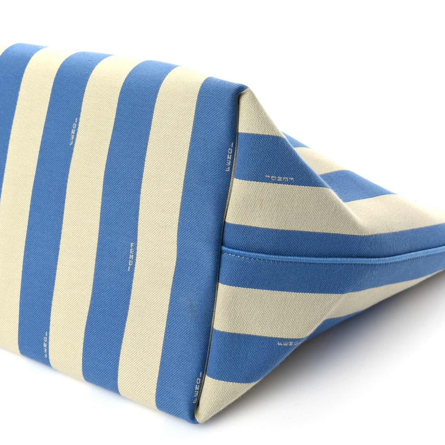 Fendi Pequin Stripe FF Large Roll Tote Cerulean Blue Sand Beige