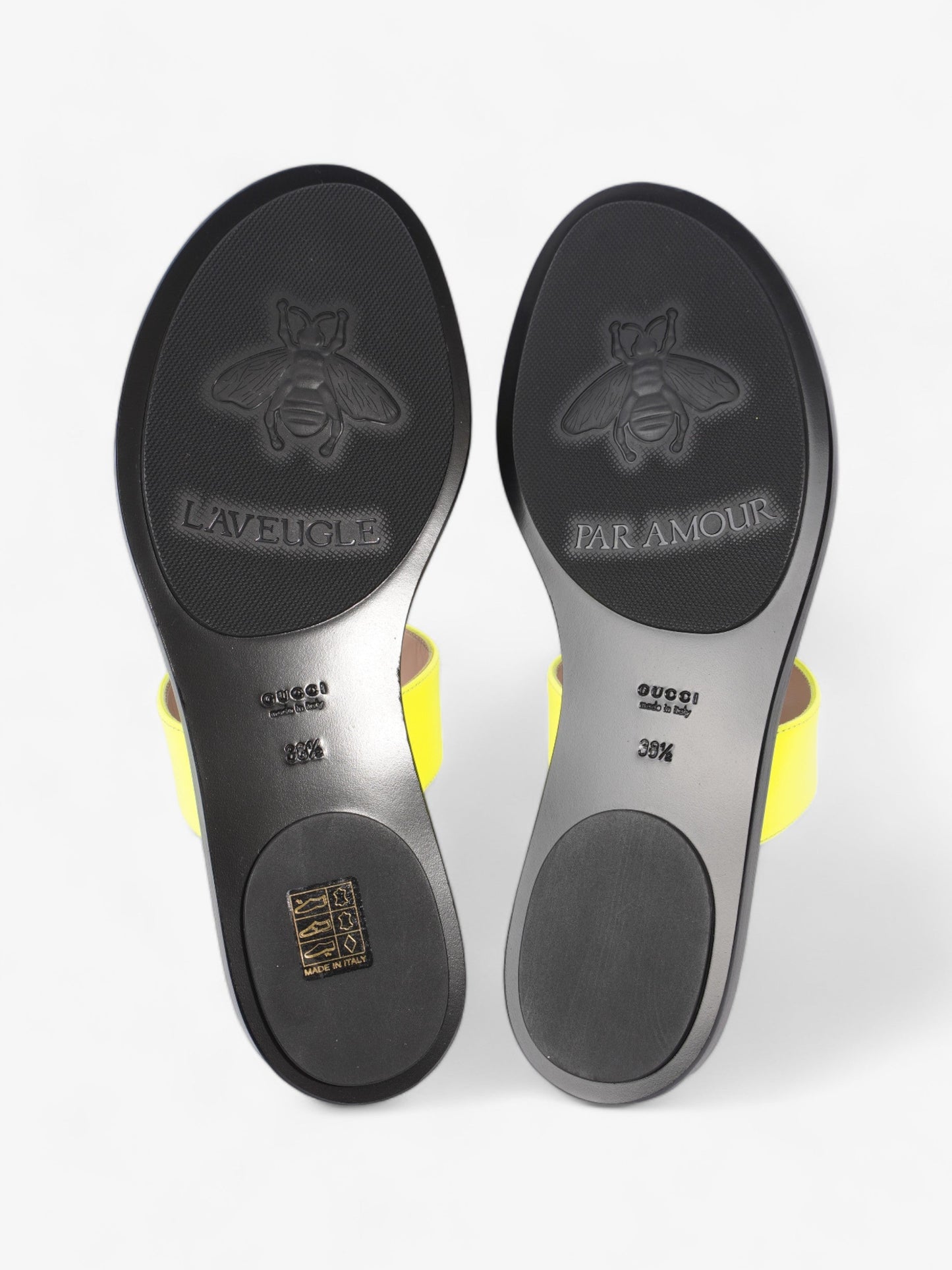 Gucci Thong Sandals with Double G Fluorescent Yellow Leather EU 38.5 UK 5.5