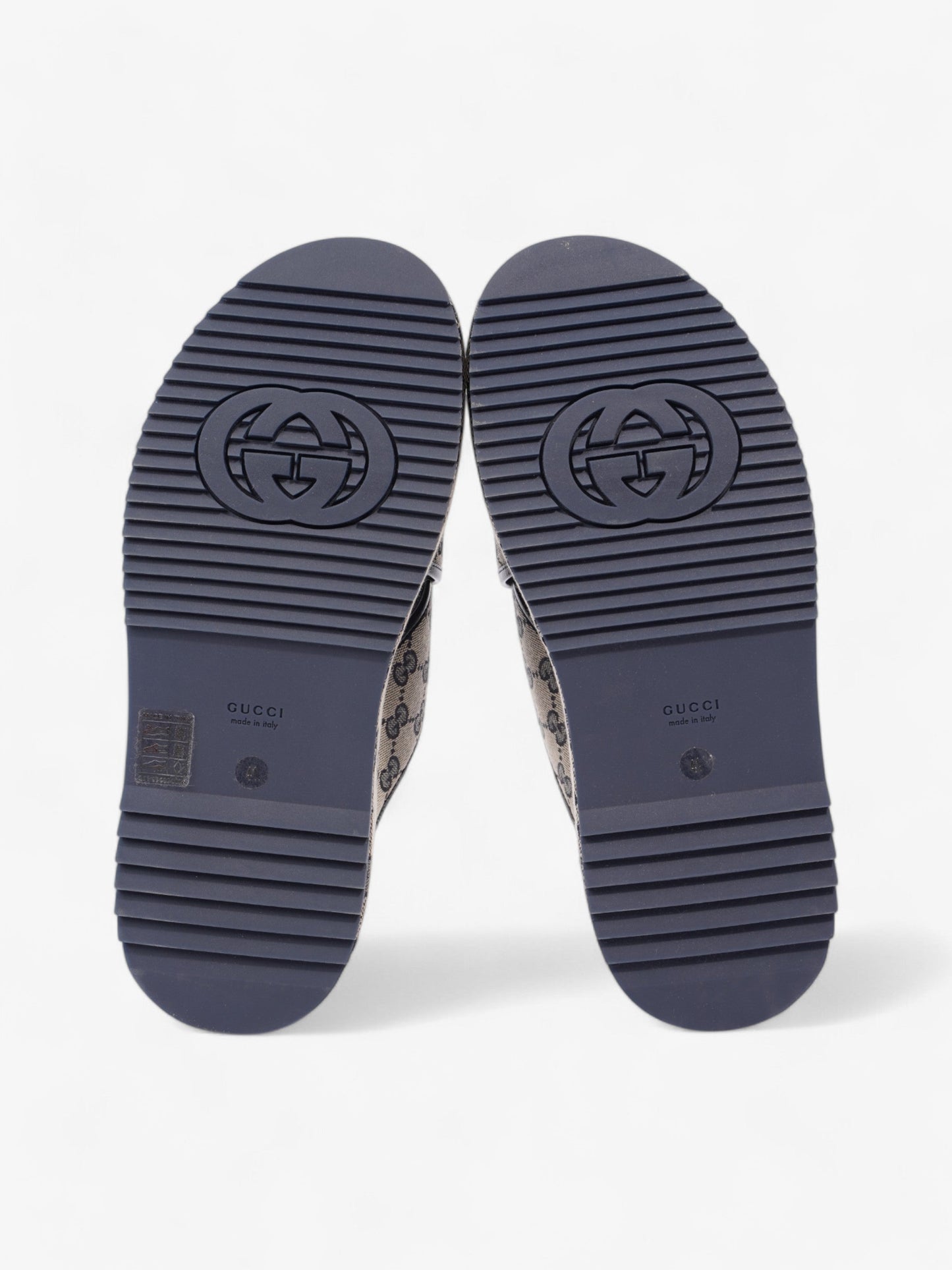 Gucci GG Platform Slide Beige Blue Canvas EU 41 UK 8
