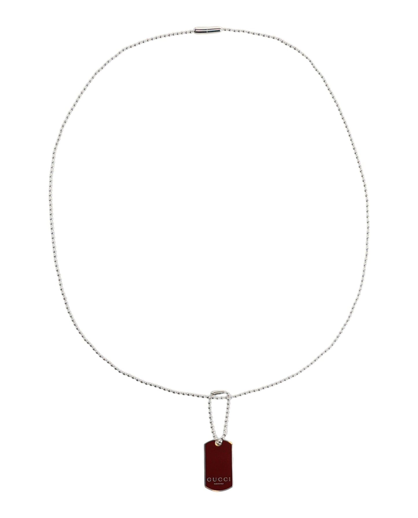 Gucci Womens Trademark Enamel Dog Tag Necklace