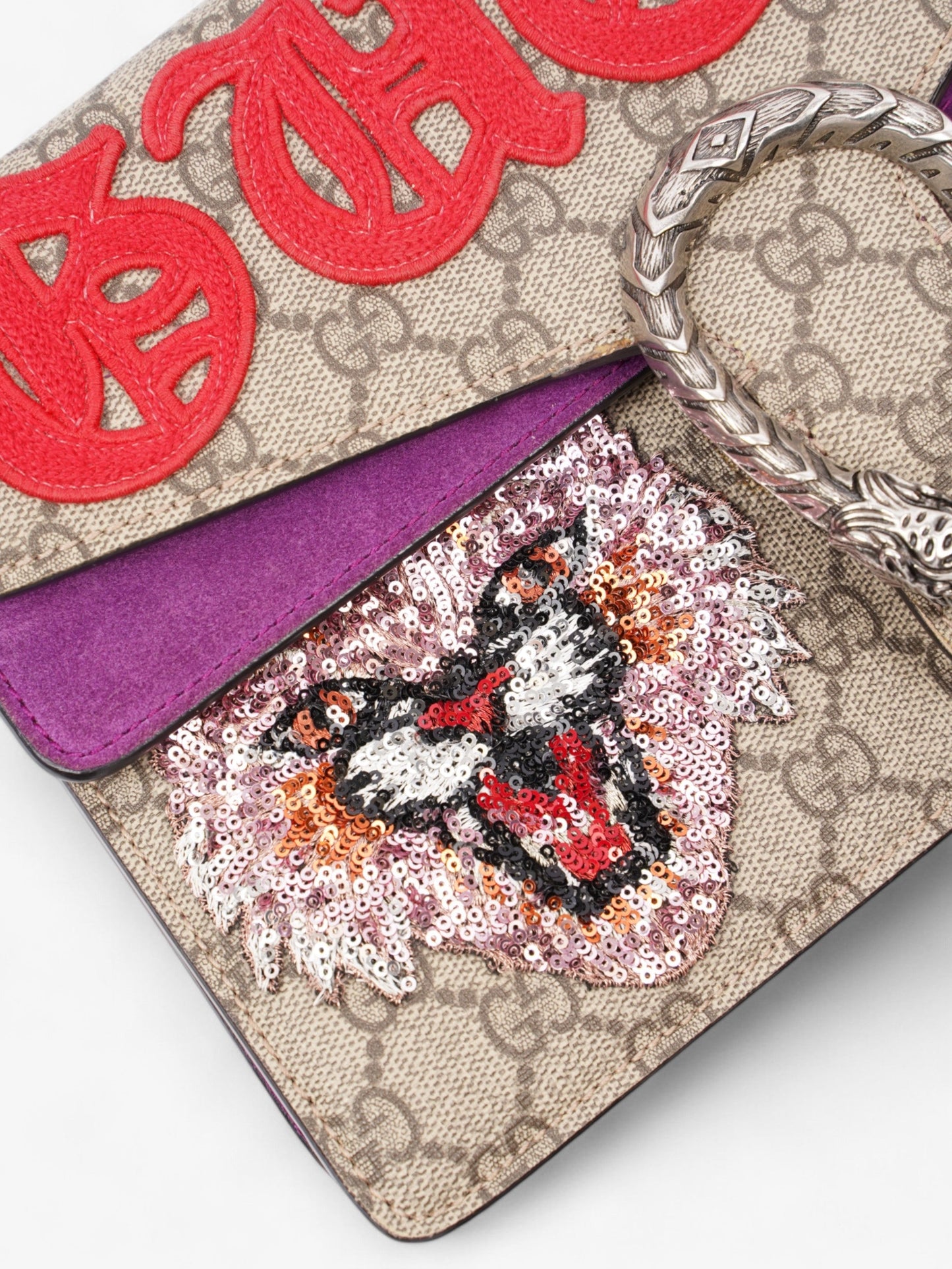 Gucci Embroidered Dionysus GG Supreme / Purple / Red Canvas Small