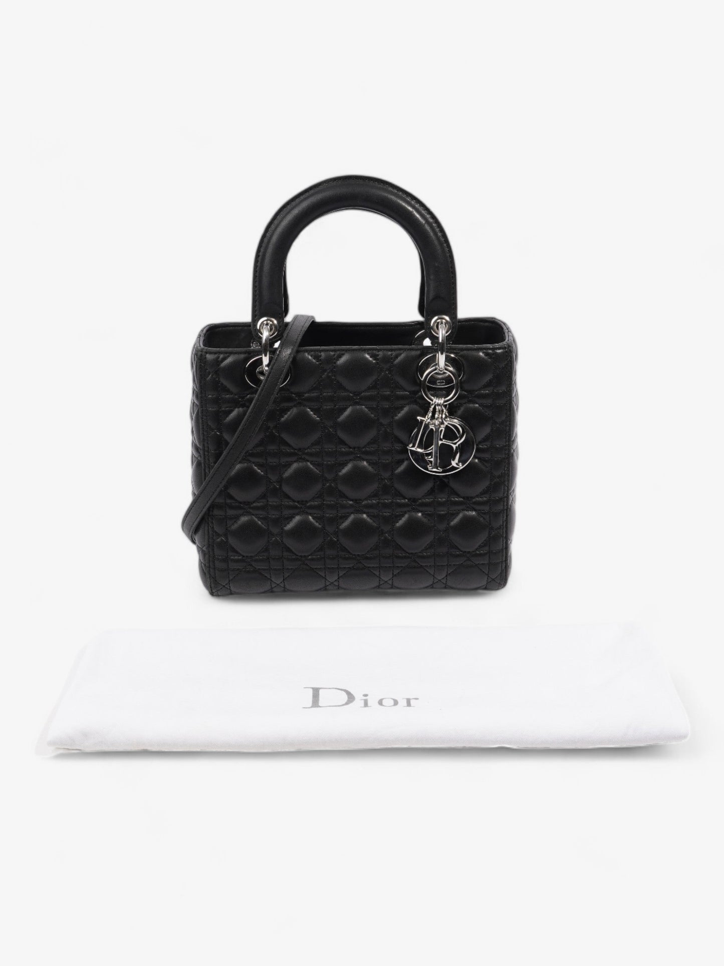 Christian Dior Lady Dior Black Leather Medium