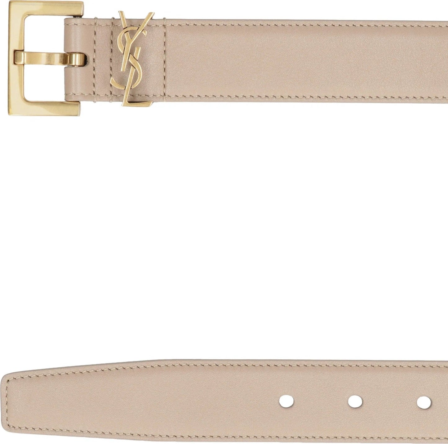 SAINT LAURENT LEATHER CASSANDRE LOGO BELT