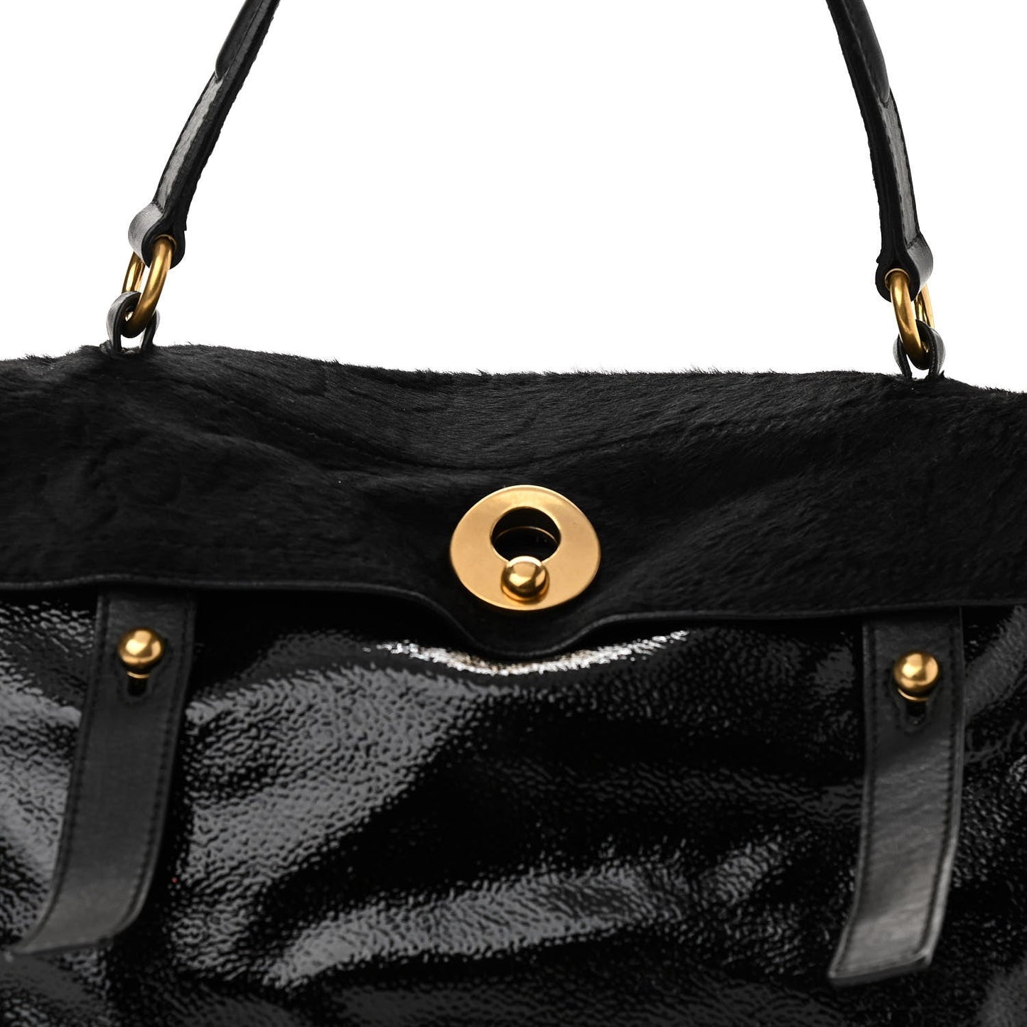 SAINT LAURENT PONY HAIR PATENT MUSE TWO BAG