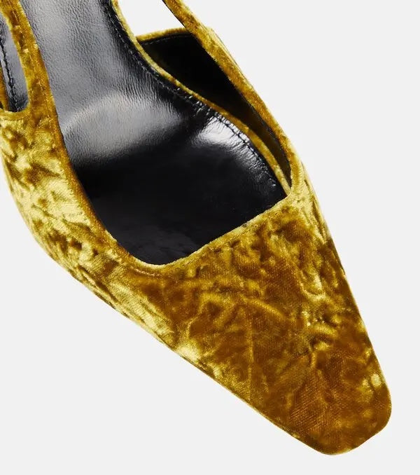 YVES SAINT LAURENT BLADE 90 VELVET SLINGBACK PUMPS