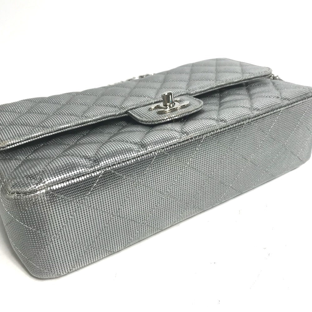 CHANEL Shoulder Bag leather Silver COCO Mark CC Matrasse 25