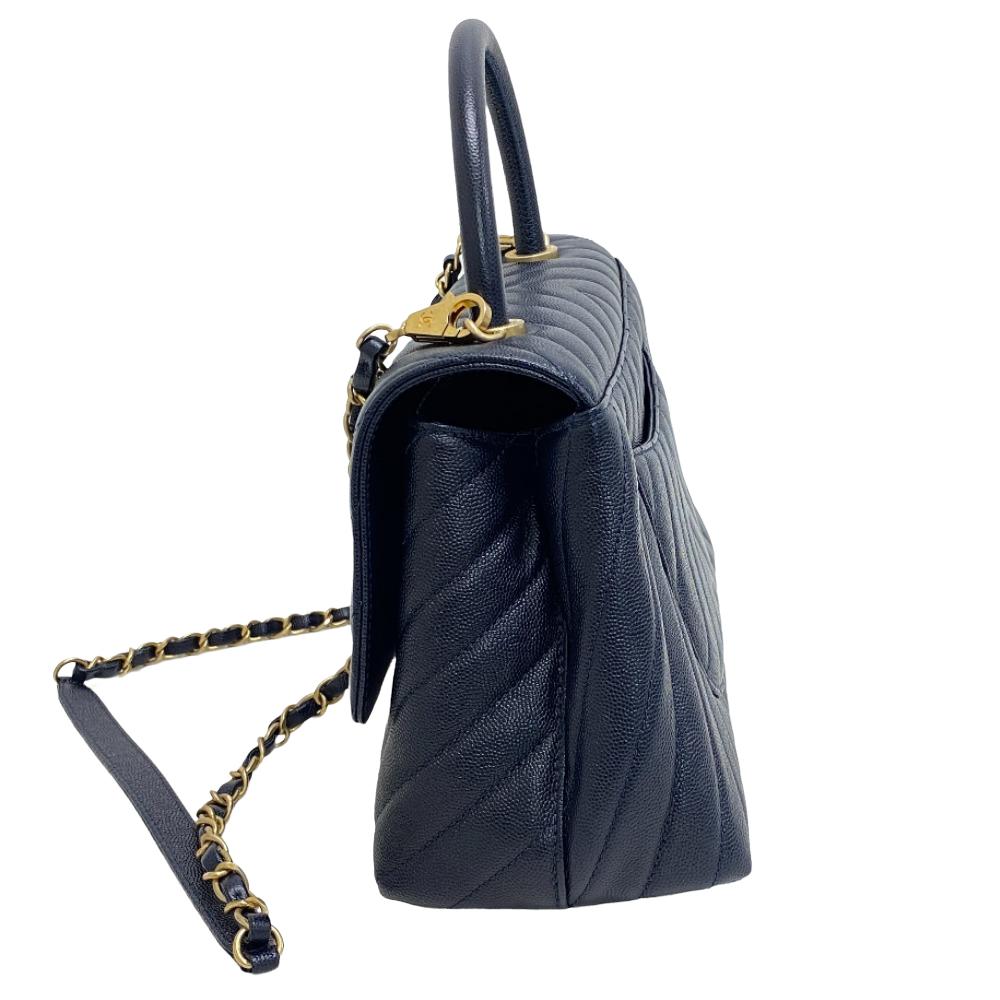 CHANEL Handbag Caviar skin Navy Vstitch COCO Mark