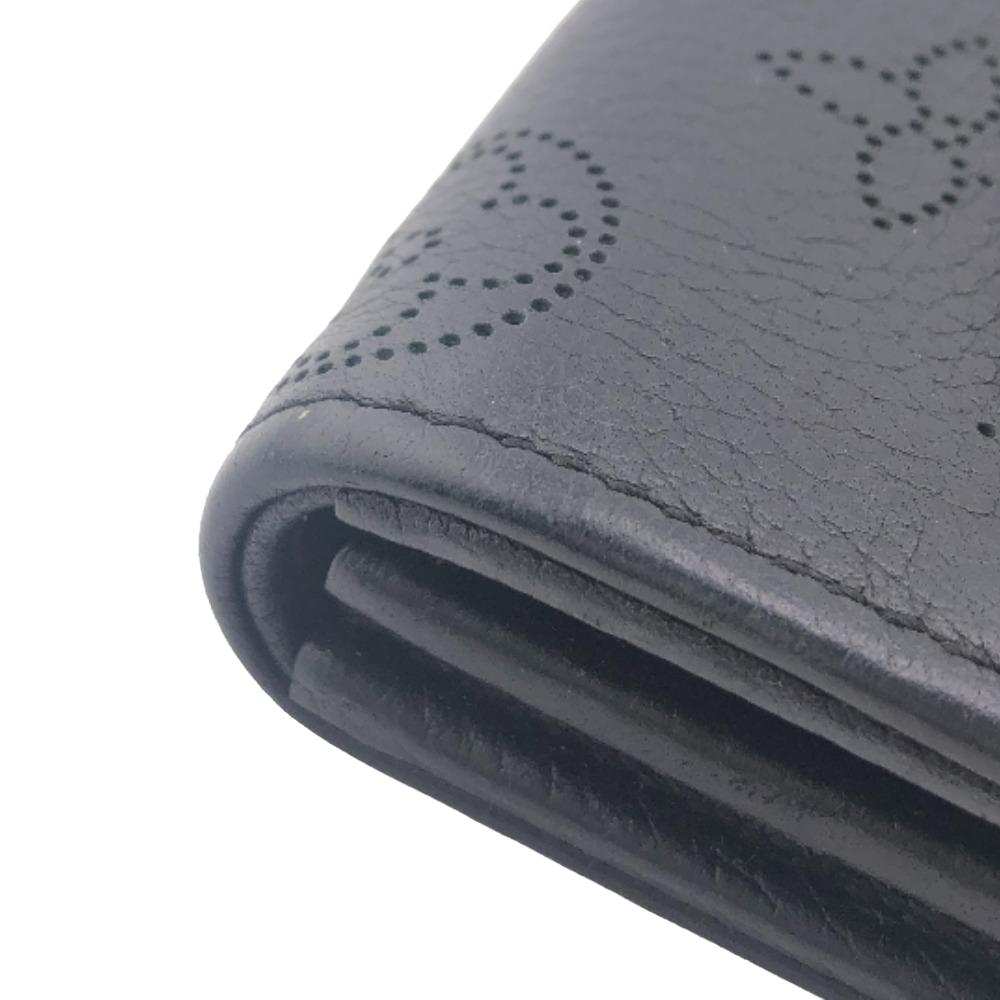 LOUIS VUITTON Long Wallet Purse M60143 leather black Mahina Portefeuille Iris Women