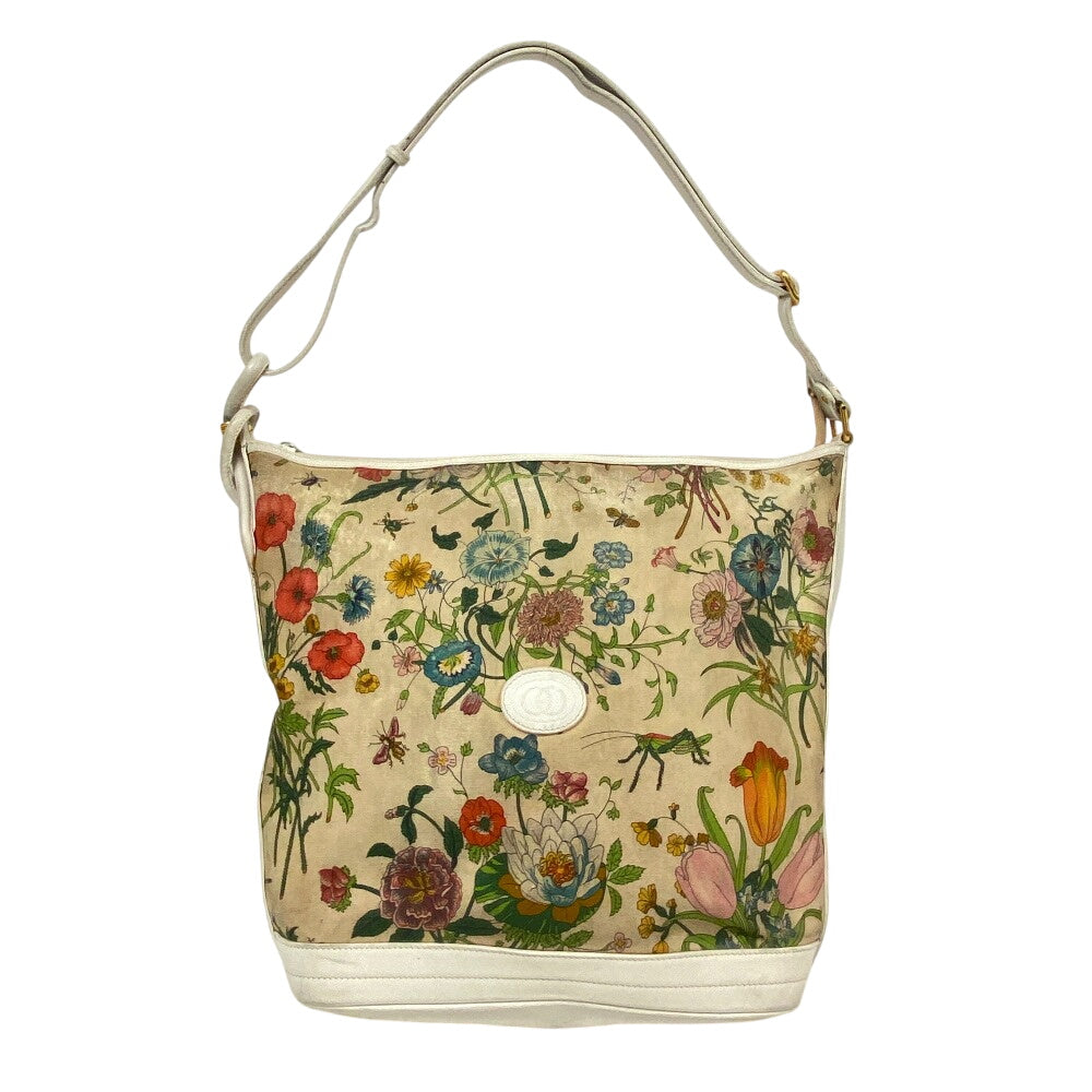 GUCCI Shoulder Bag 001?090?0729 Canvas, Leather white Flora GG
