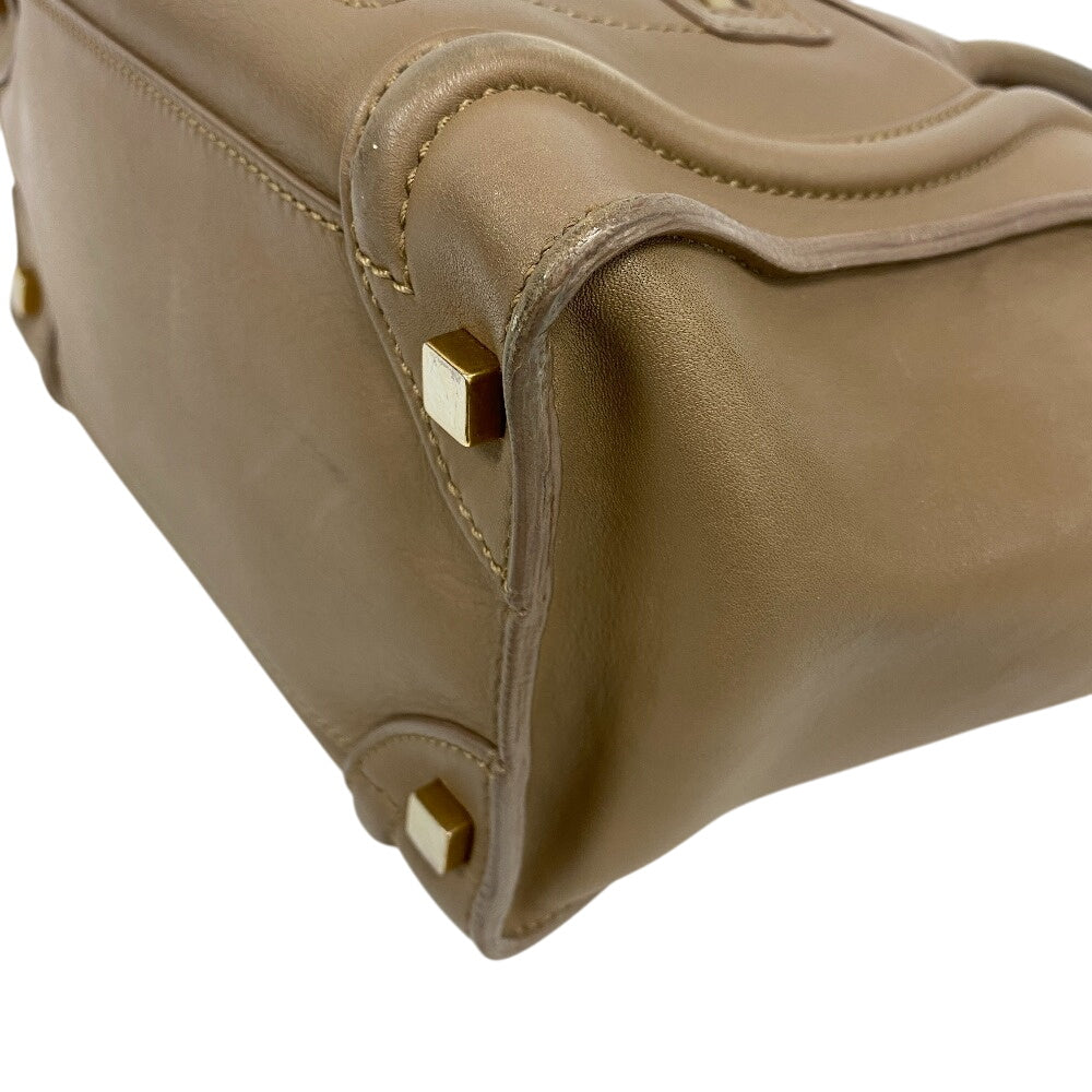 CELINE Handbag leather beige Luggage micro shopper Women