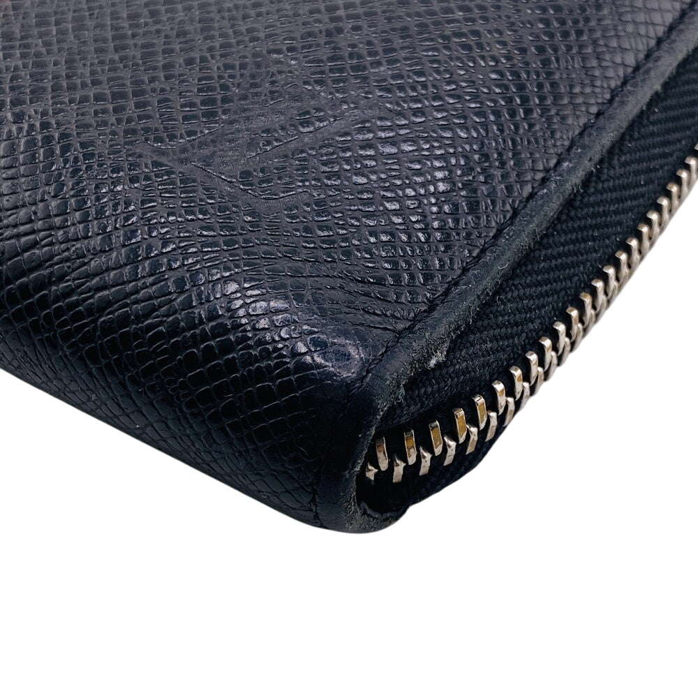 LOUIS VUITTON Long Wallet Purse M30056 leather black Taiga Zippy Organizer mens(Unisex)