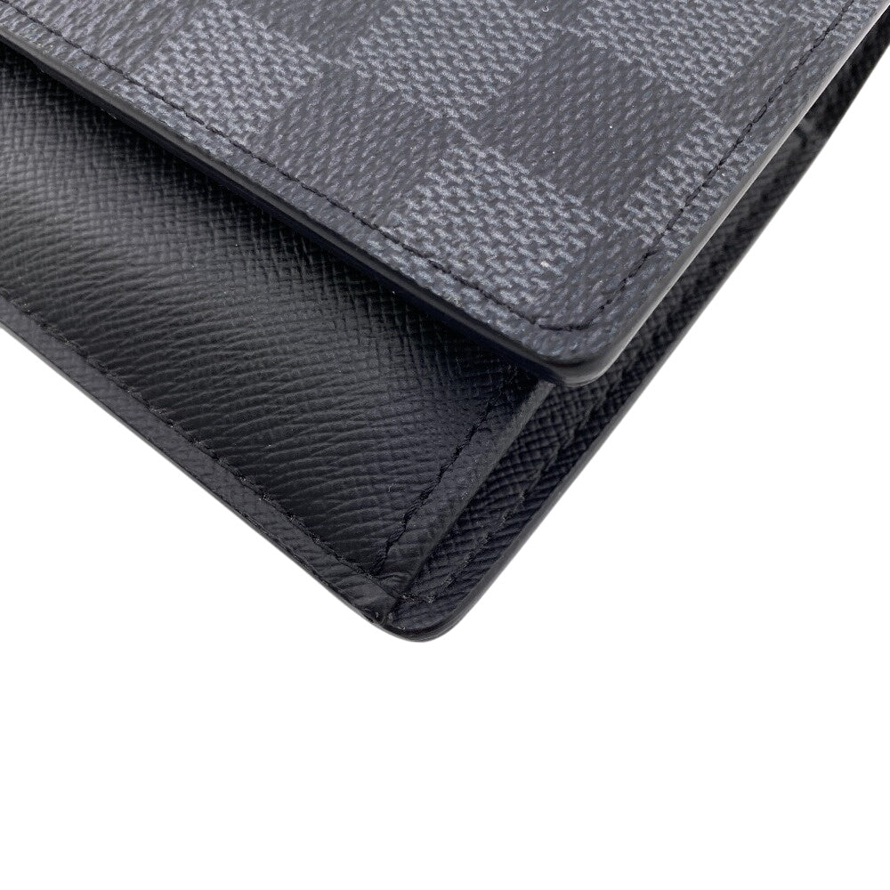 LOUIS VUITTON Long Wallet Purse N60436 leather black Portefeuille Damier Graffiti 3D Brother NM mens