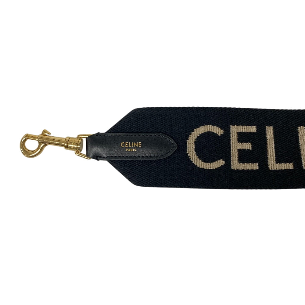CELINE Shoulder strap canvas black jacquard long strap Women