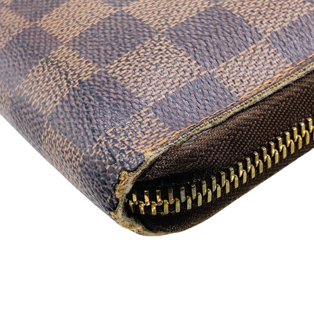 LOUIS VUITTON Long Wallet Purse N60003 leather Brown Zip Around Damier Zippy Organizer mens(Unisex)