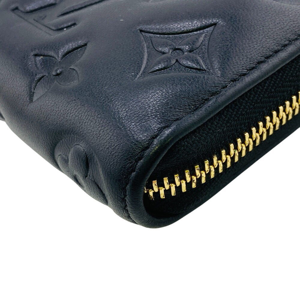 LOUIS VUITTON Long Wallet Purse M68382 Lambskin, Monogram Embossed black LV