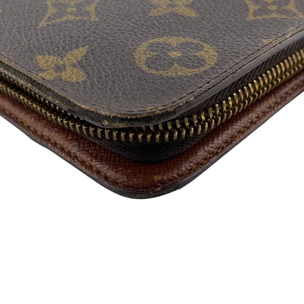 LOUIS VUITTON Long Wallet Purse M61727 leather Brown Zip Around Monogram Porto Monezup mens(Unisex)