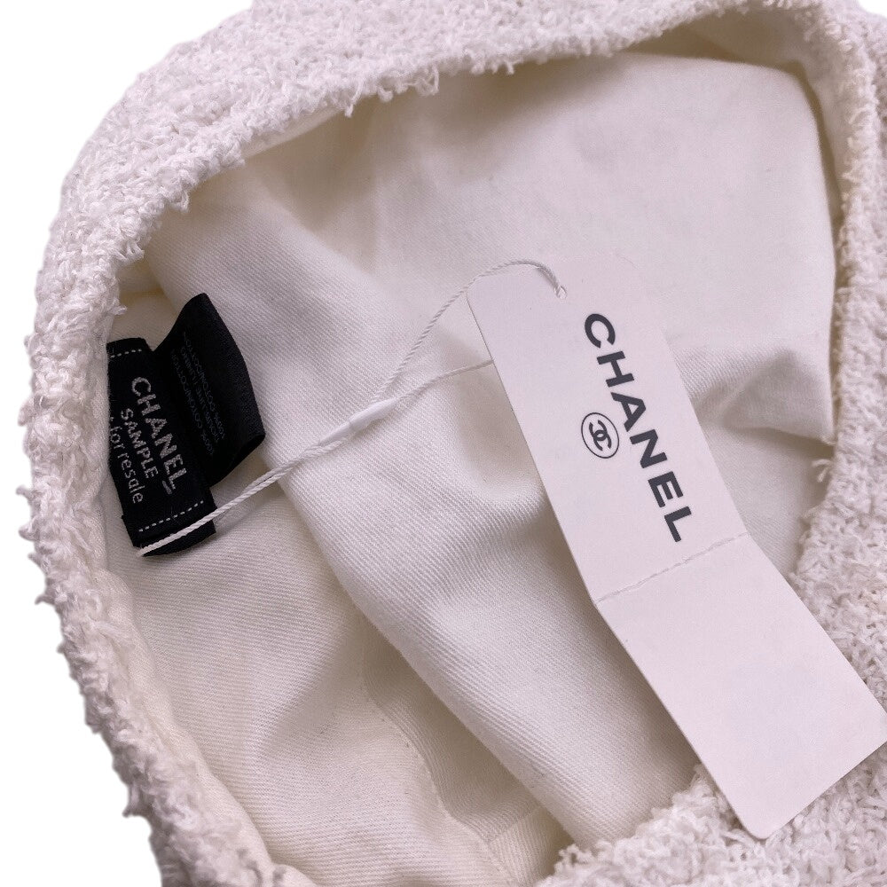 CHANEL beret cotton white COCO Mark M