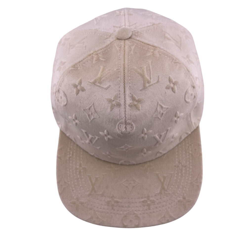 LOUIS VUITTON cap MP3421 polyester white baseball Monogrammed Velvet mens