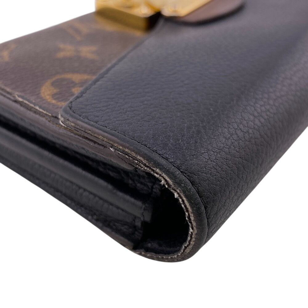 LOUIS VUITTON Long Wallet Purse M58415 leather Brown Monogram Portefeuille Pallas