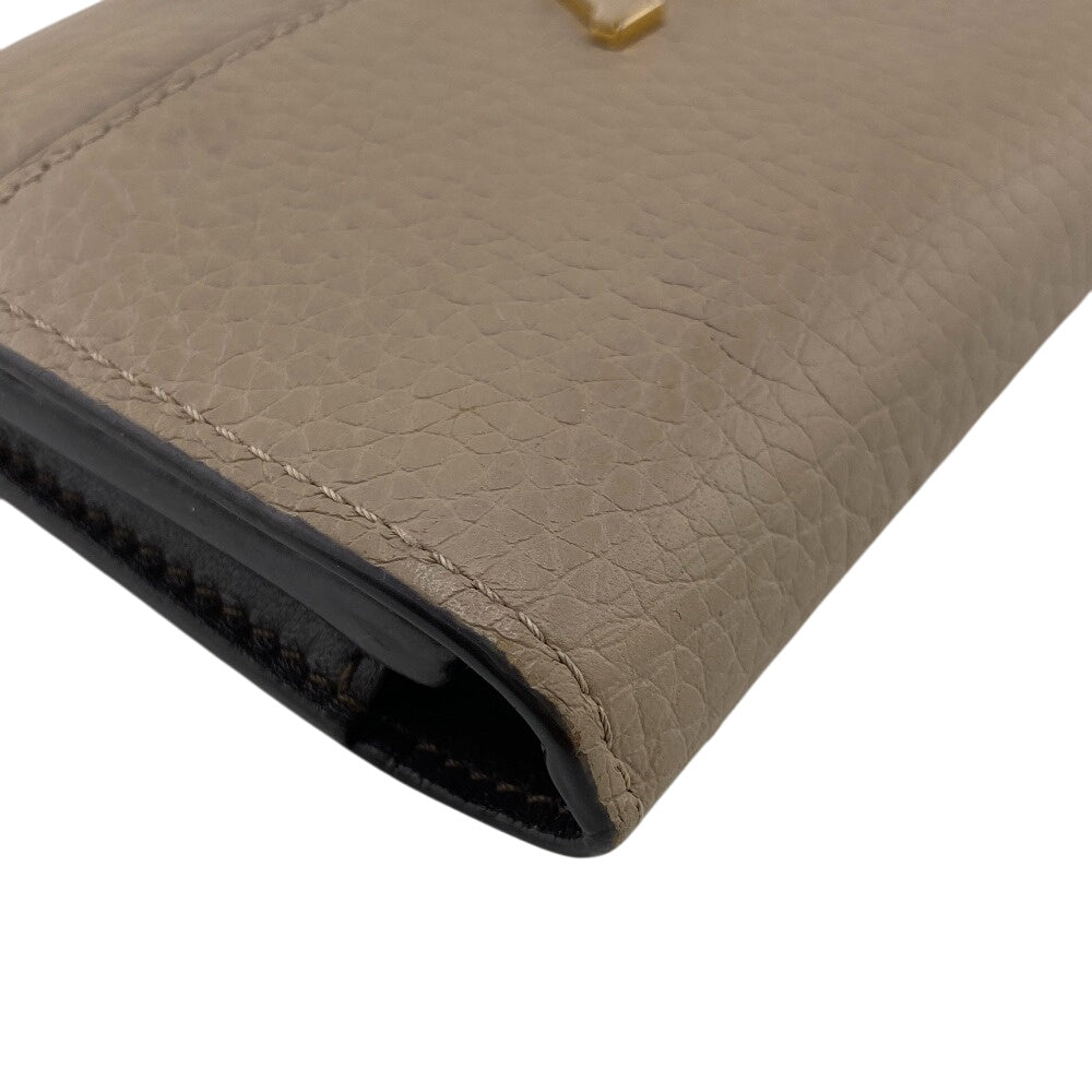 LOUIS VUITTON Bifold Wallet M62159 leather beige Taurillon Clemence Portefeuille Capucines Compact