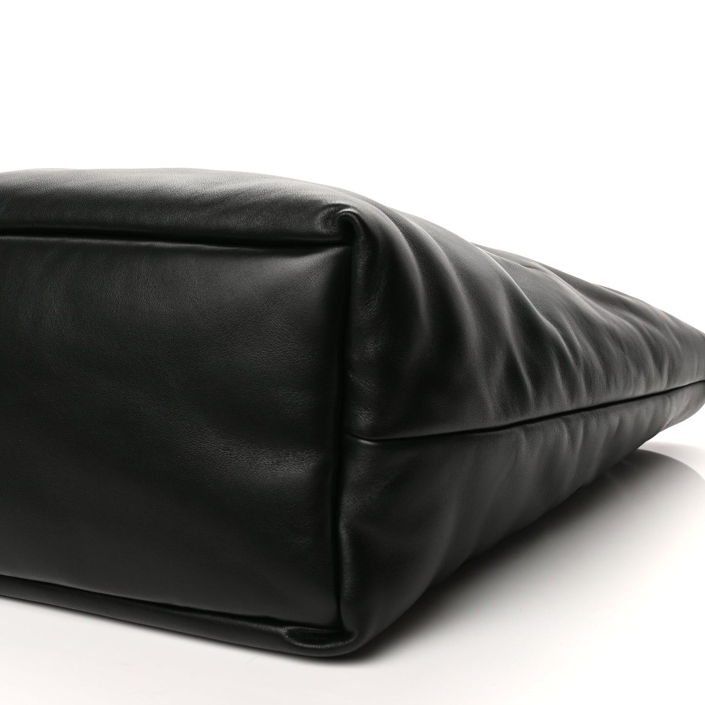 Saint Laurent Lambskin Wide Puffer Tote Black Black