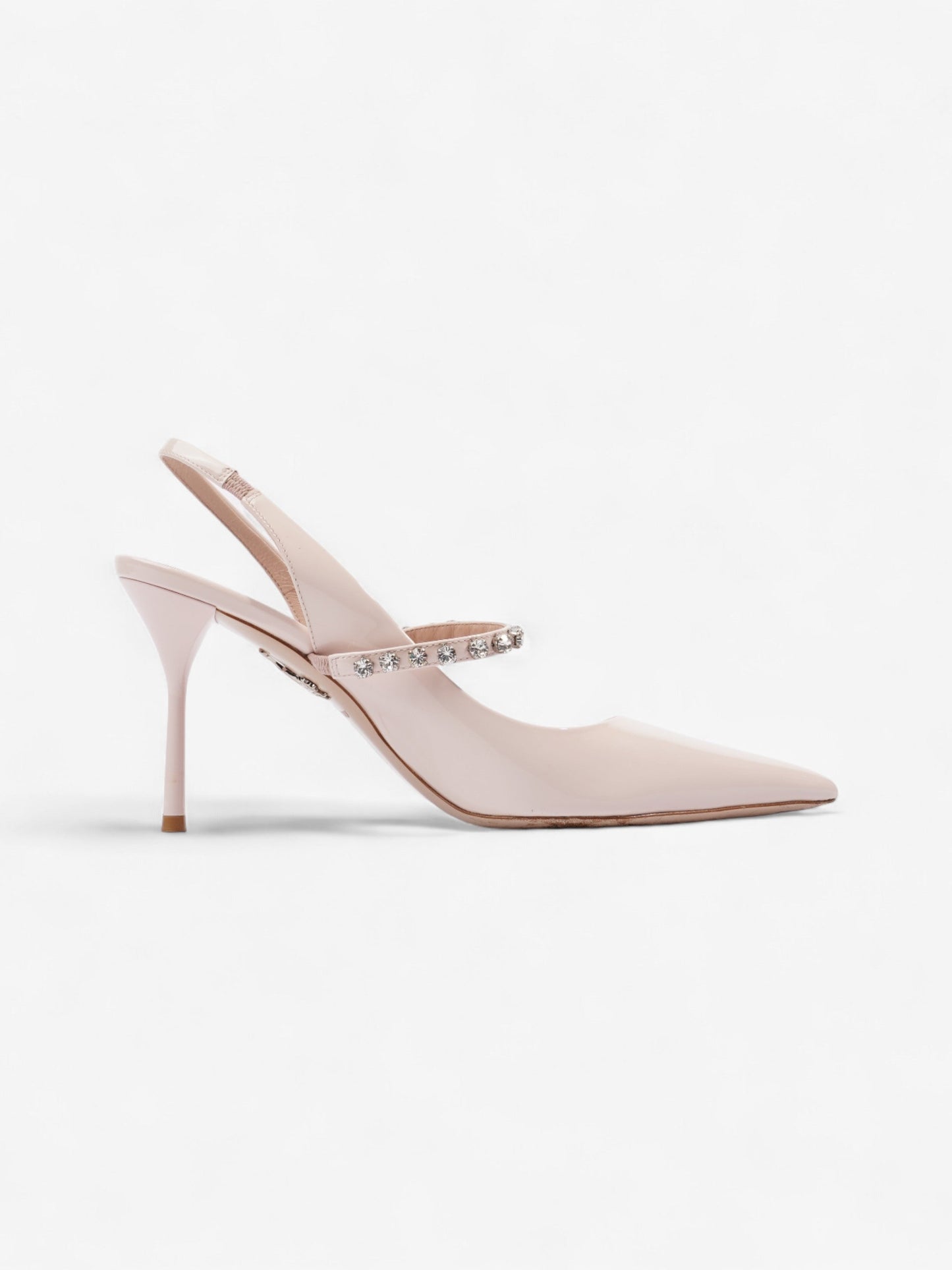 Louis Vuitton Slingback with Crystals 85mm Pale Pink Patent Leather EU 39 UK 6